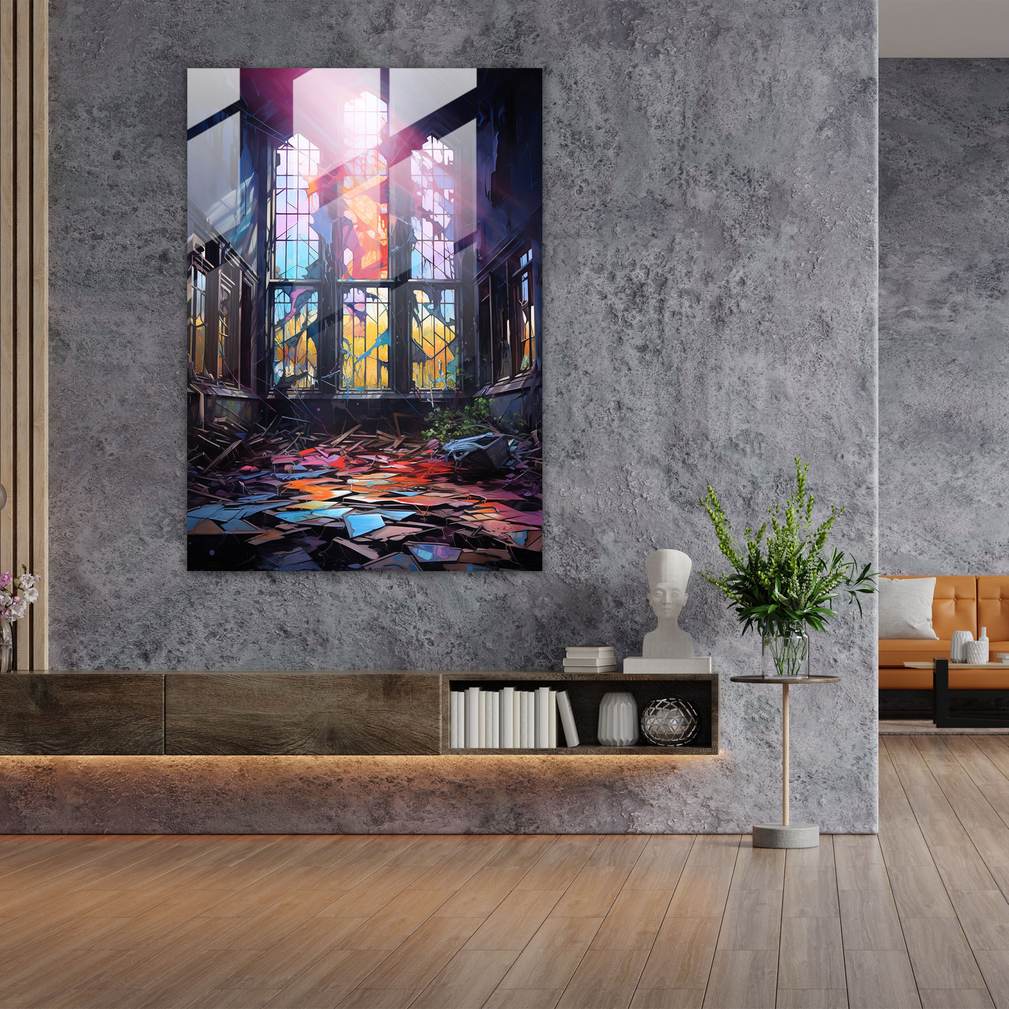 Horror Glass Print - Abandoned Asylum With Eerie Atmosphere - Horror, Vibrant Oil Painting, Wall Decoration, Glass Wall Art