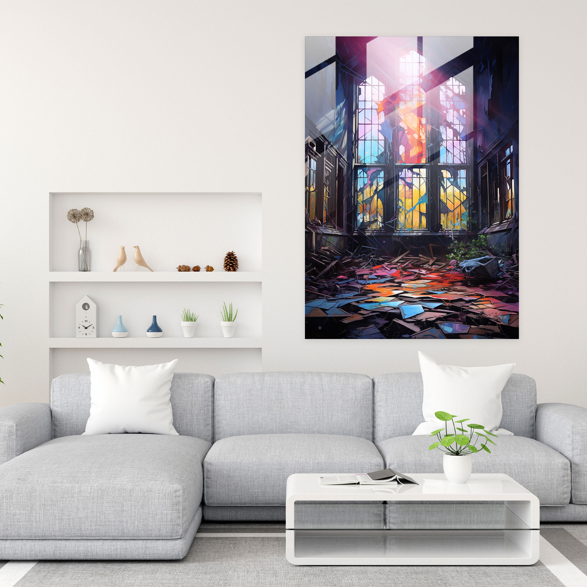 Horror Glass Print - Abandoned Asylum With Eerie Atmosphere - Horror, Vibrant Oil Painting, Wall Decoration, Glass Wall Art