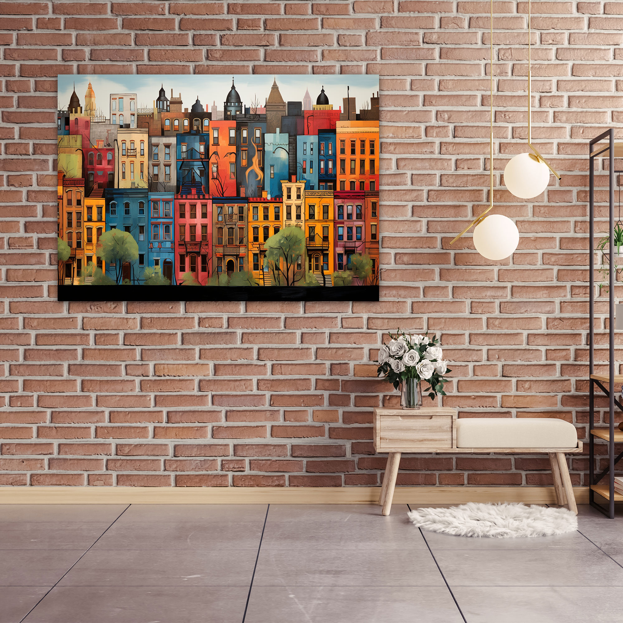 Harlem Brownstone Wall Art - Harlem, Wall Art, Canvas, Whimsical