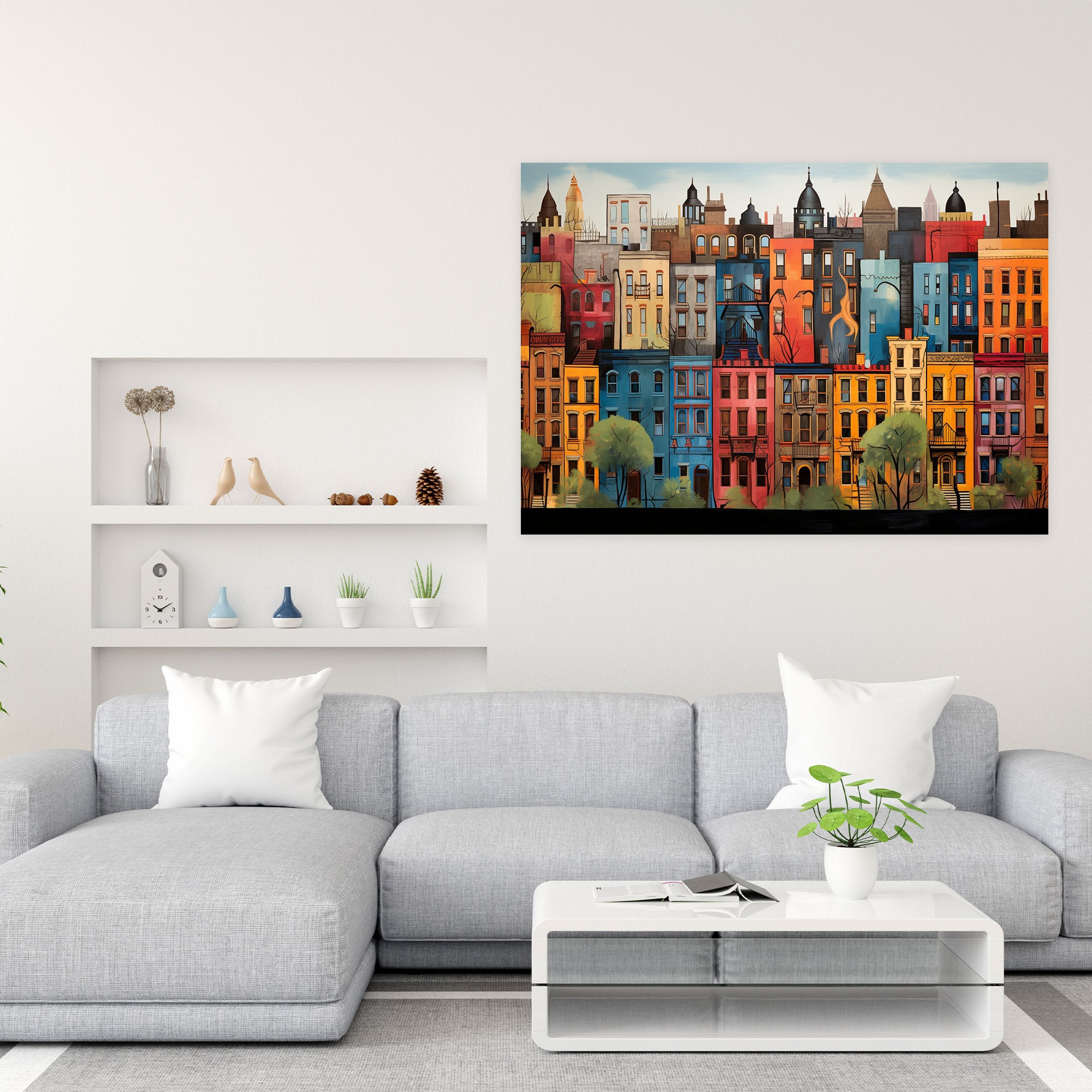 Harlem Brownstone Wall Art - Harlem, Wall Art, Canvas, Whimsical