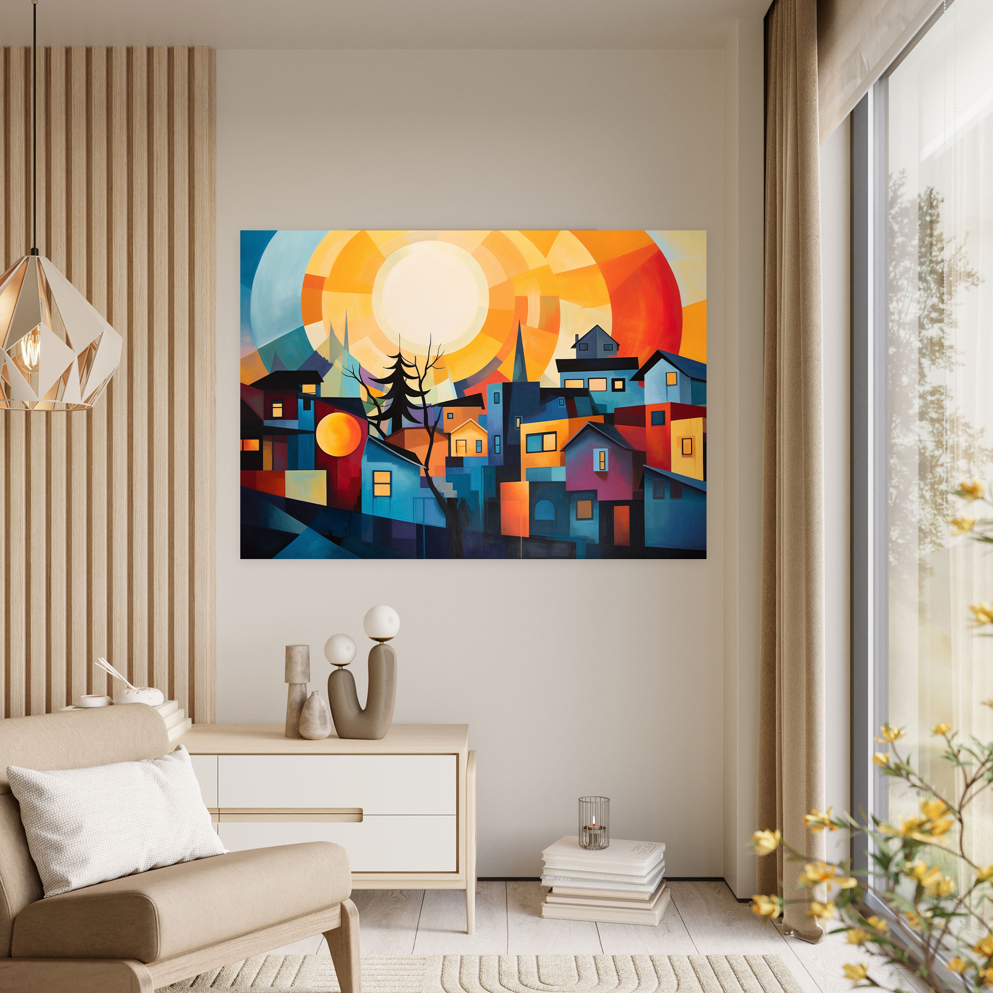 Suburban Sunset Canvas Print - Harlem, Canvas Wall Art, Home Decoration, Modern Abstract Painting