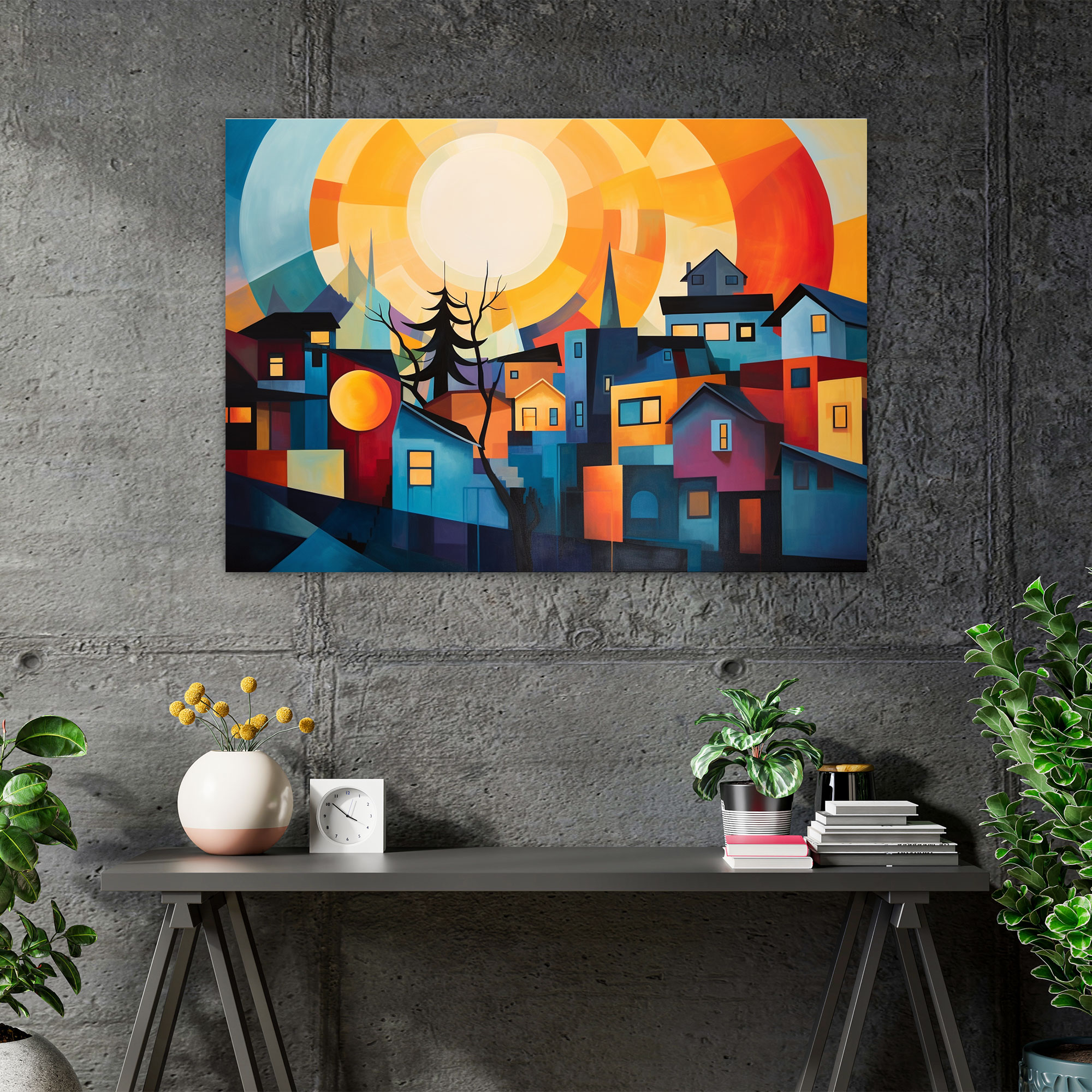 Suburban Sunset Canvas Print - Harlem, Canvas Wall Art, Home Decoration, Modern Abstract Painting