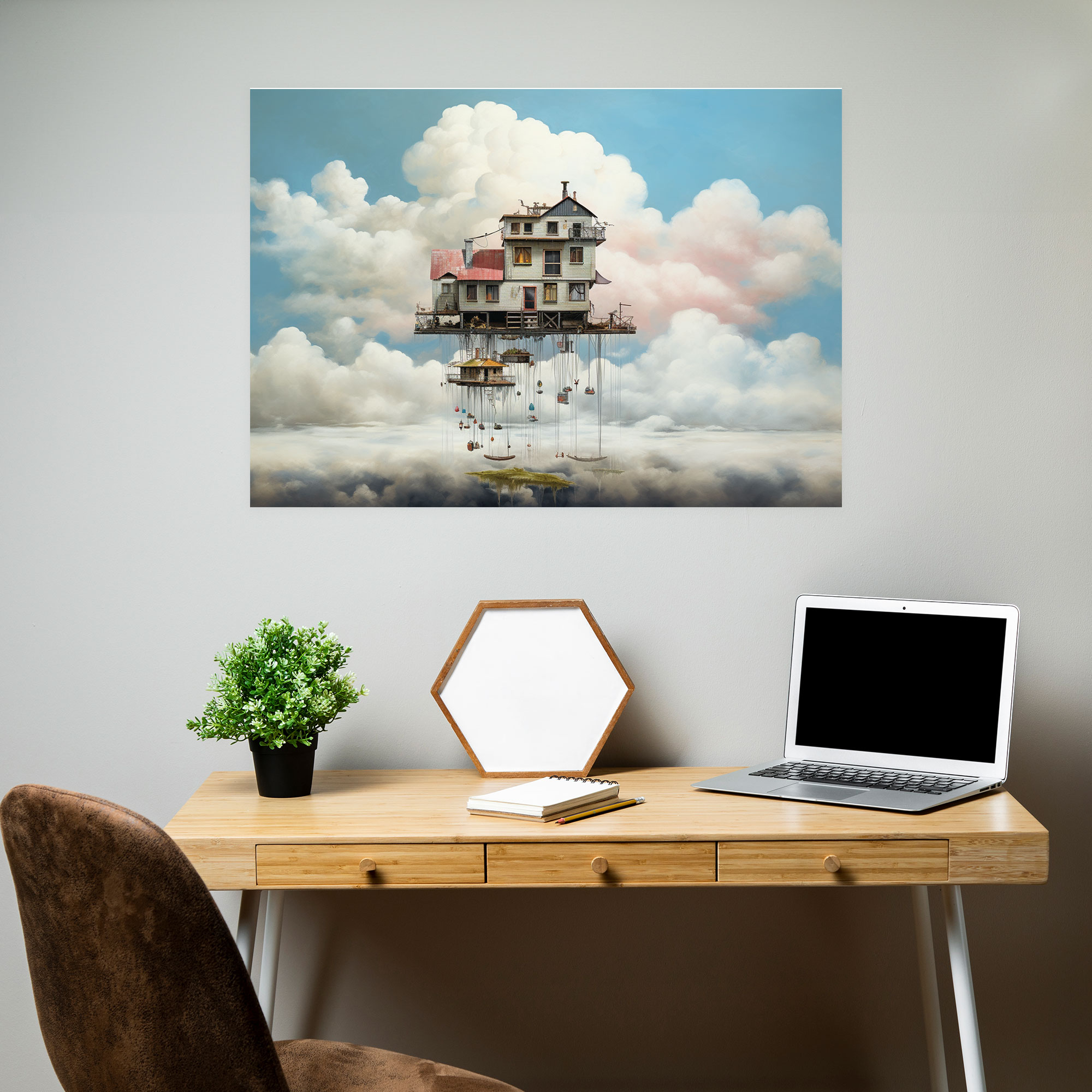 Floating Suburban House Canvas Print - Harlem, Wall Art, Suburban, Floating House