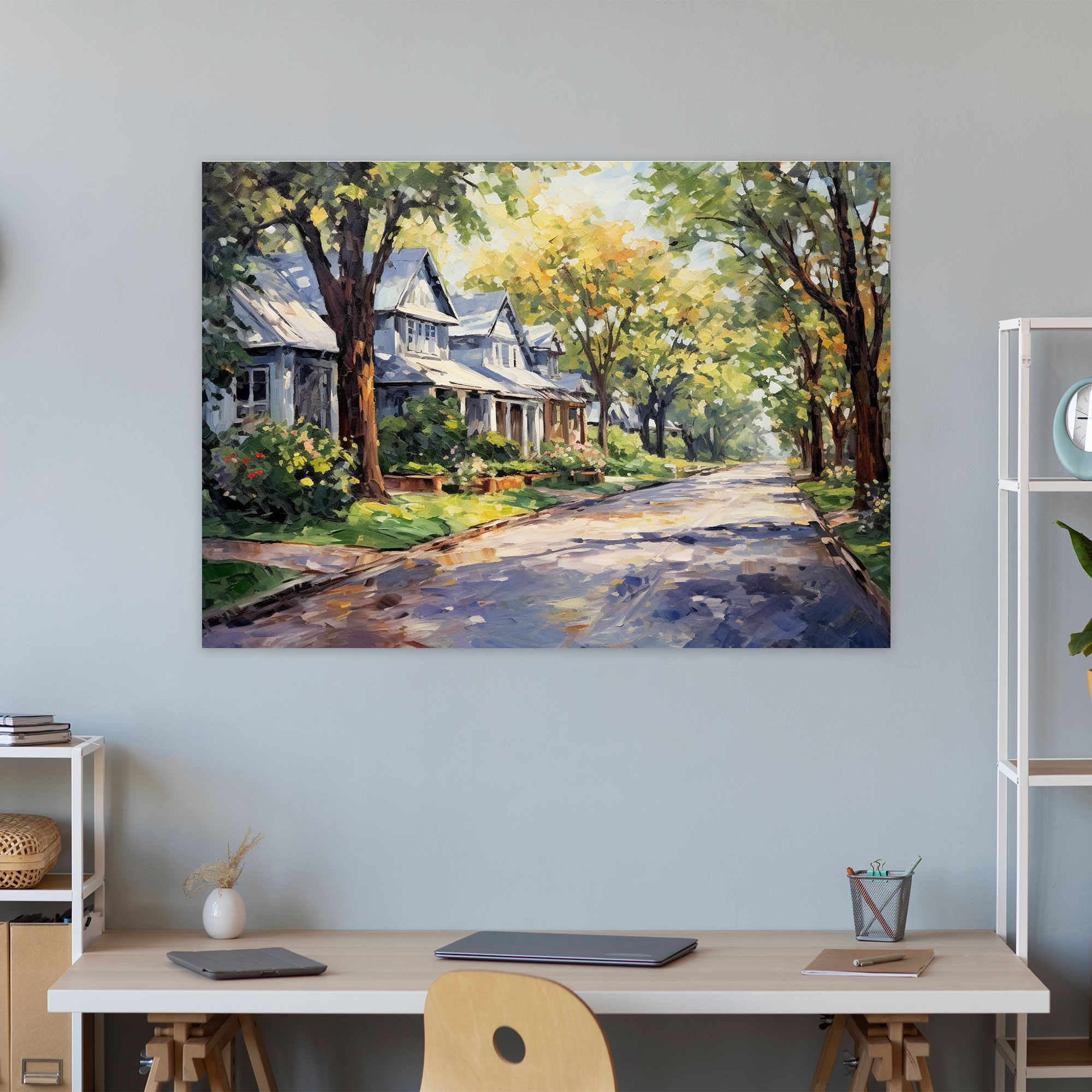 Tranquil Suburban Wall Art - Harlem, Tranquil, Soft Brushstrokes, Wall Art