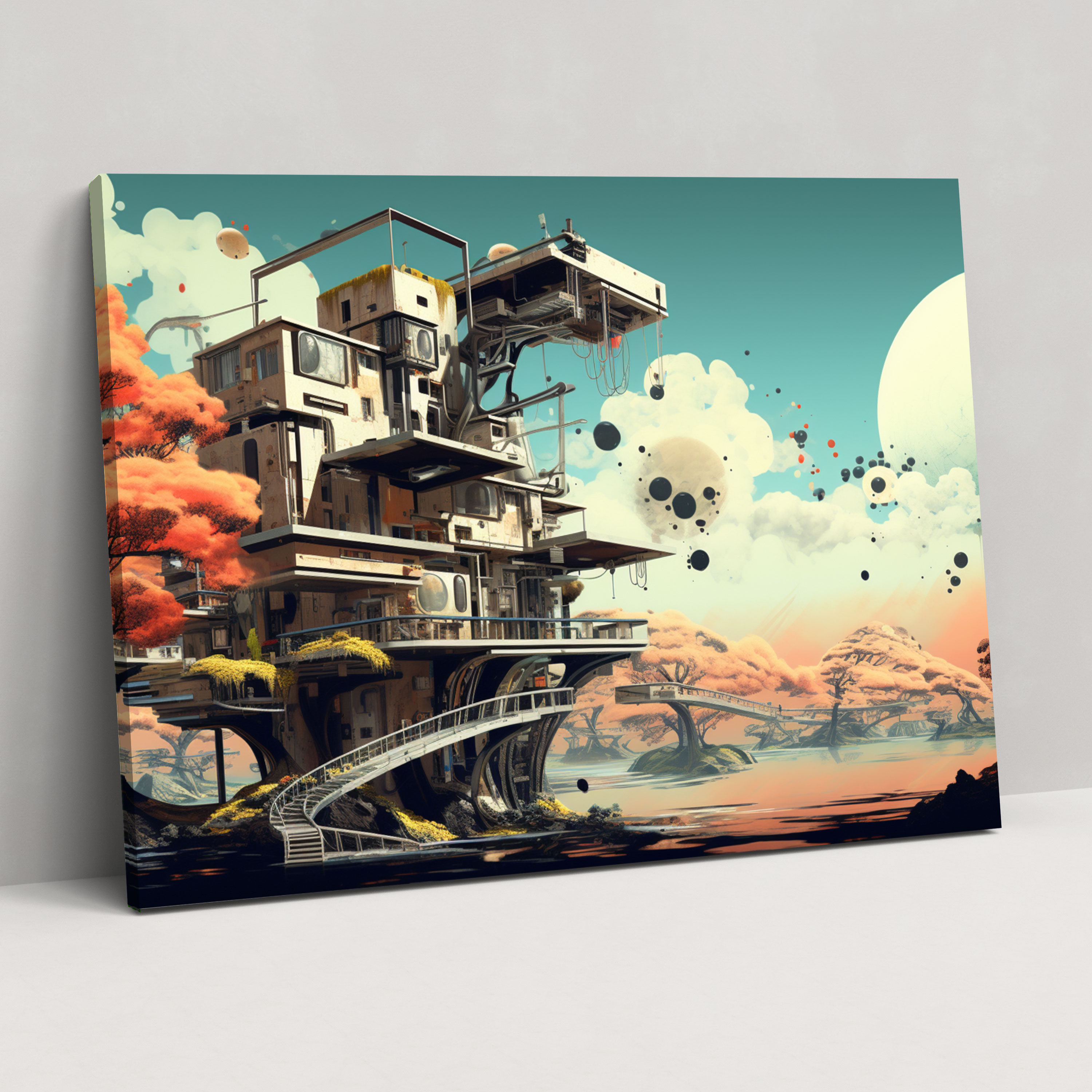 Leinwandbild Futuristisches Vorstadt - Harlem Abstrakte Digitalkunst Futuristisch