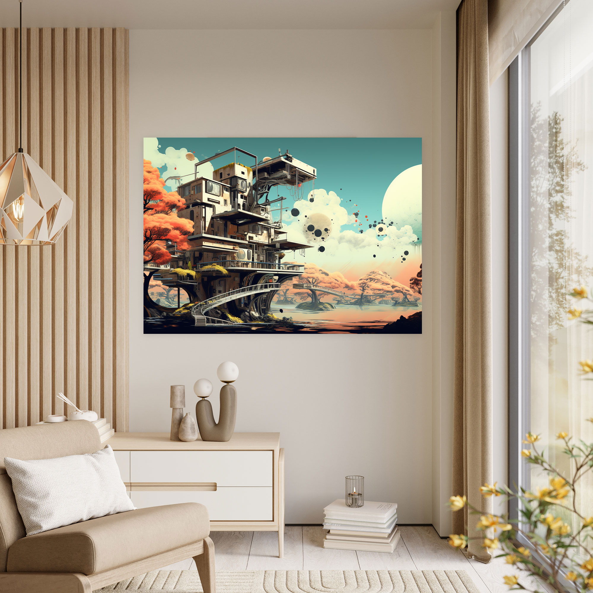 Leinwandbild Futuristisches Vorstadt - Harlem Abstrakte Digitalkunst Futuristisch
