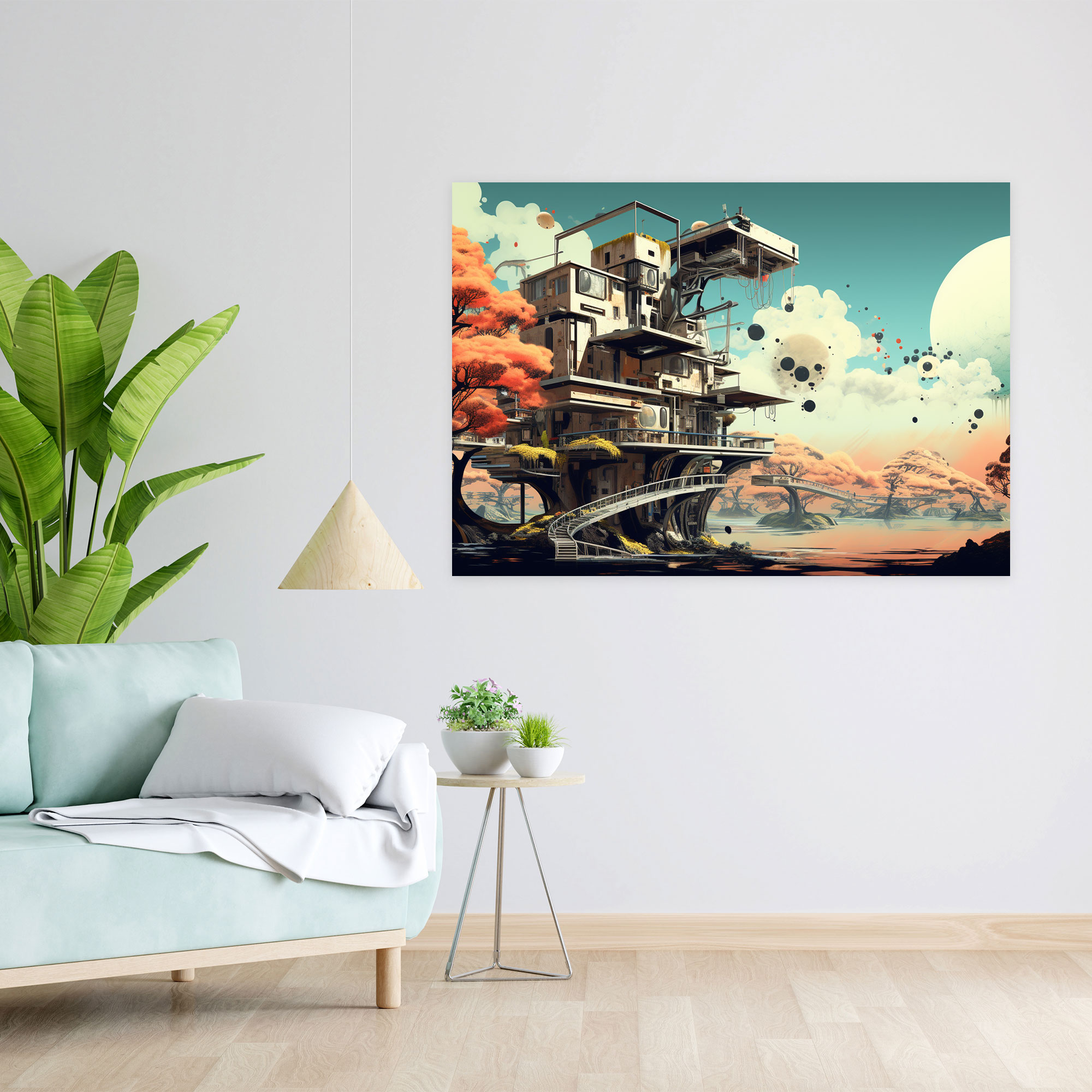 Leinwandbild Futuristisches Vorstadt - Harlem Abstrakte Digitalkunst Futuristisch