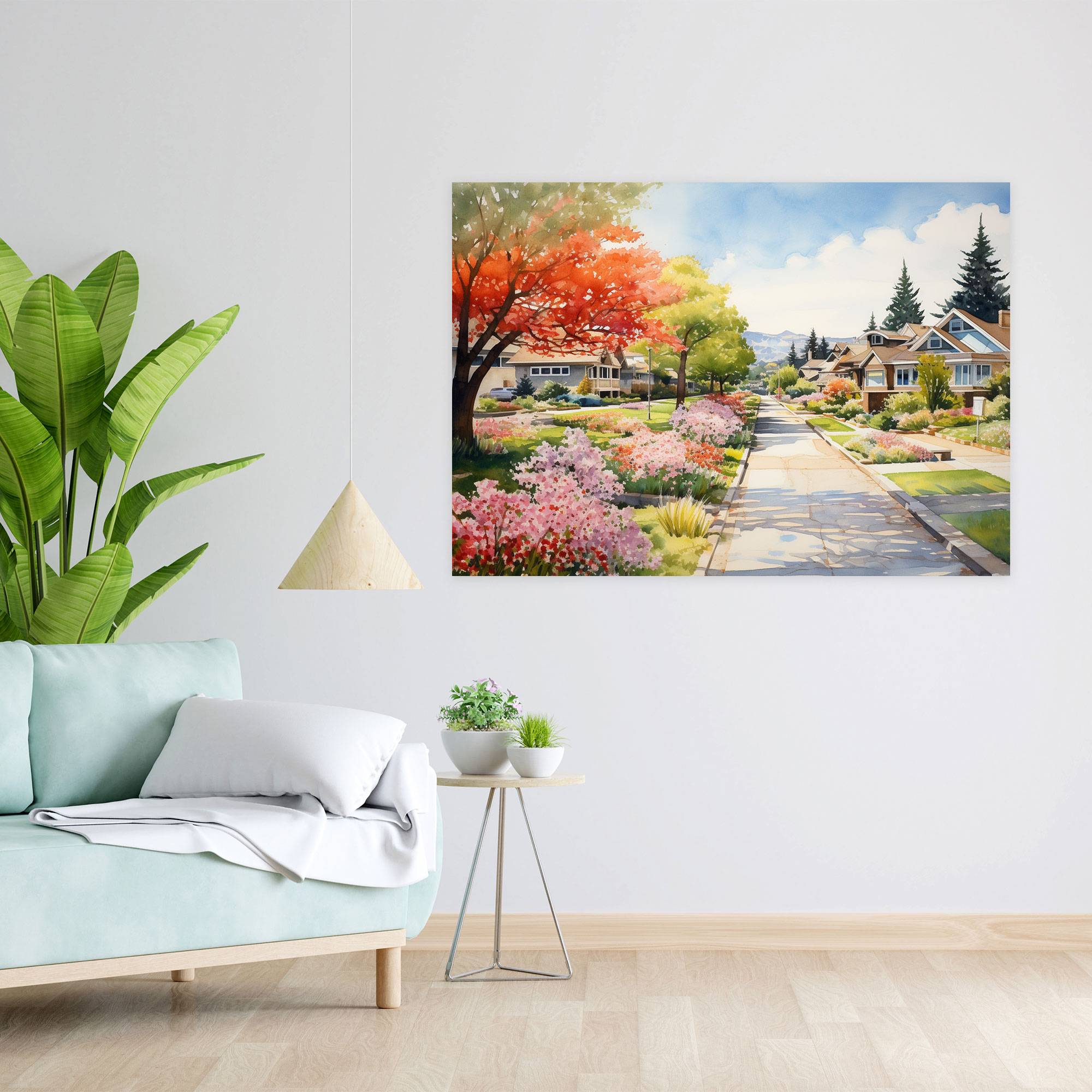 Suburban Bliss Canvas Print - Harlem, Wall Decoration, Green Lawns, Wall Art