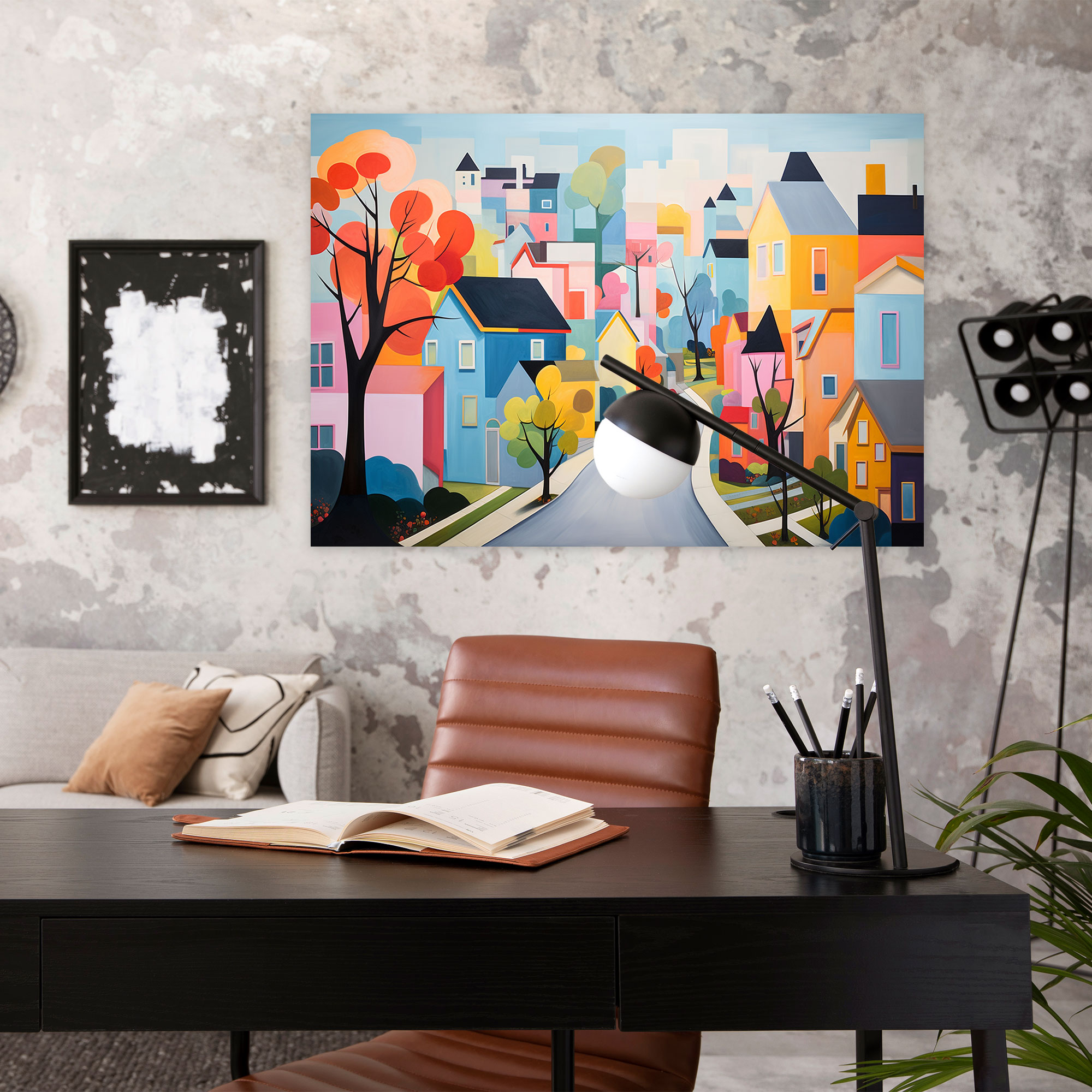 Vibrant Suburban Wall Art - Harlem, Contemporary Style, Suburban, Canvas Wall Art