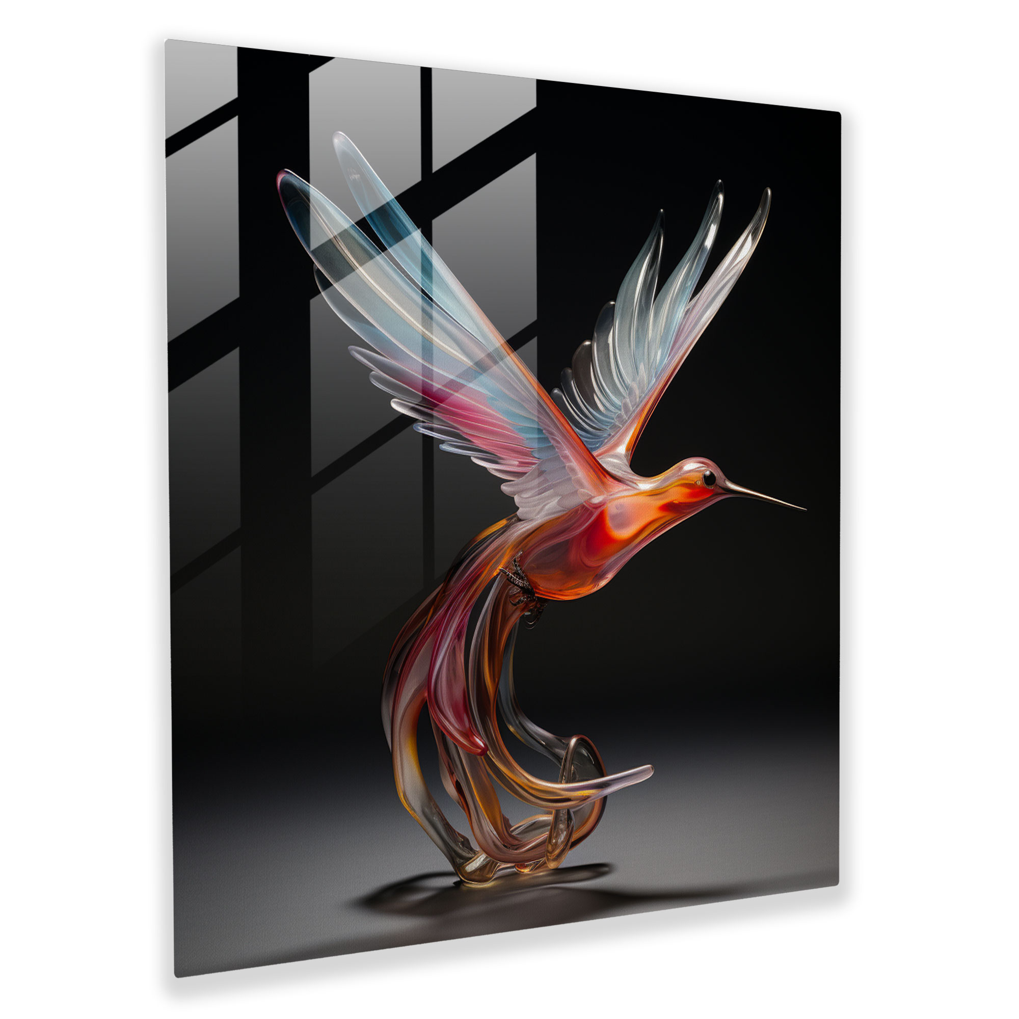 Elegant Flight Glass Print - Hummingbird, Modern Art, Glass Wall Art, Home Decoration