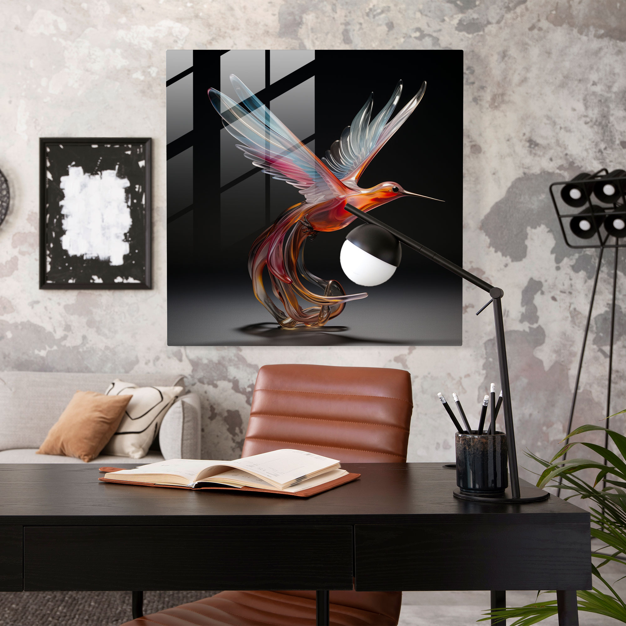 Elegant Flight Glass Print - Hummingbird, Modern Art, Glass Wall Art, Home Decoration