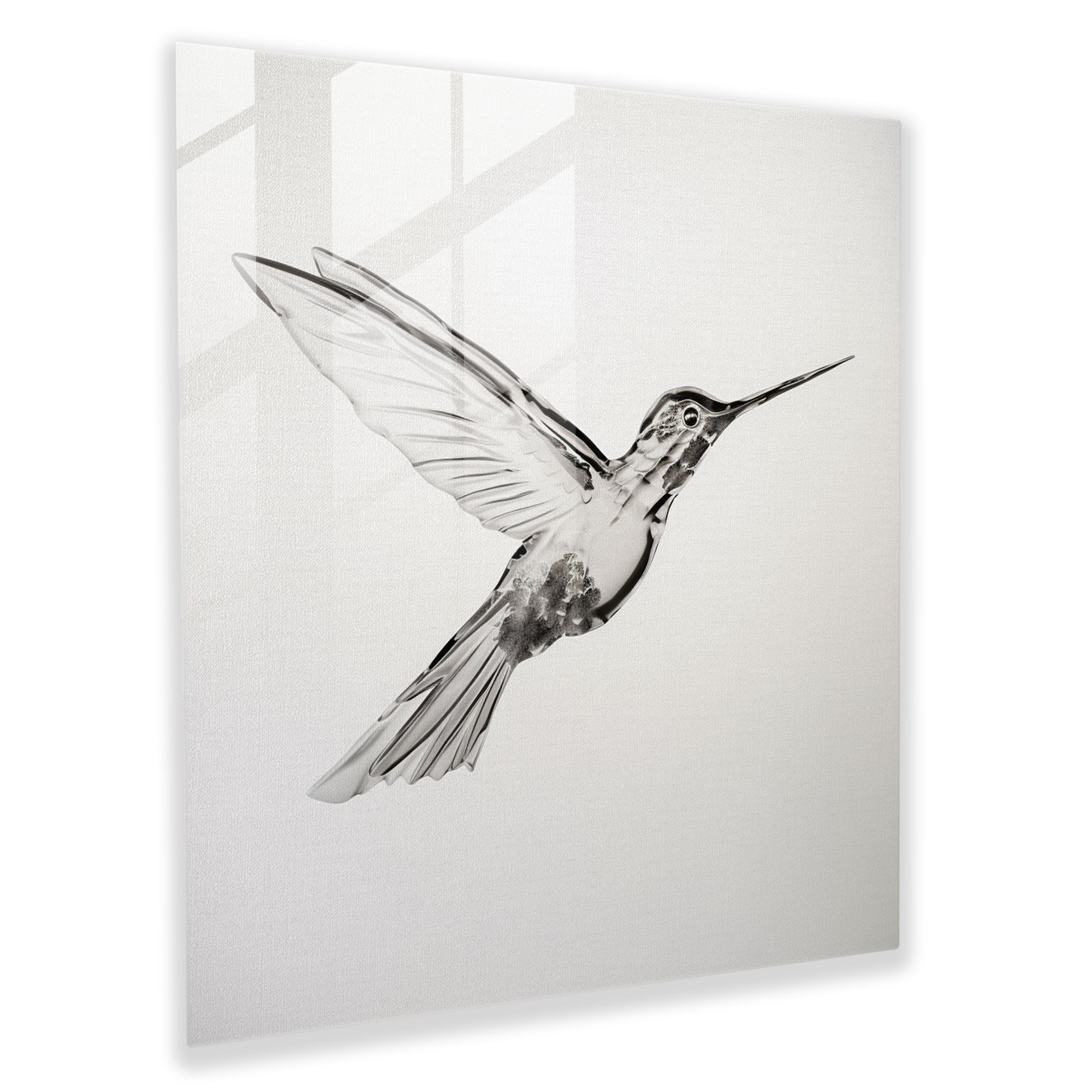 Delicate Flight Glass Print - Hummingbird, Modern Art, Hummingbird, Wall Decoration