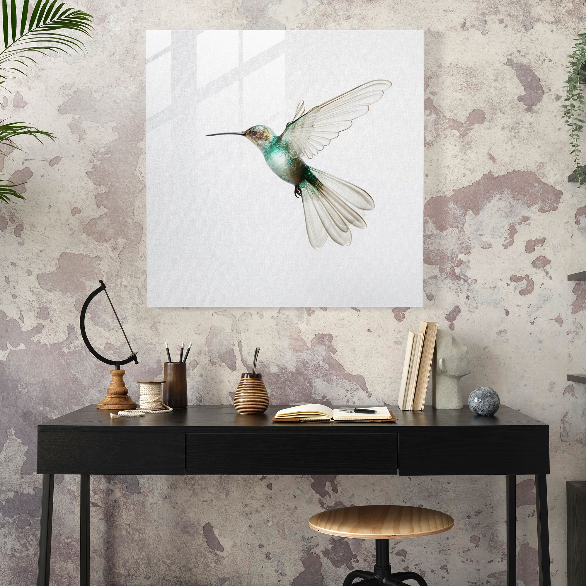 Minimalist Kuş Süslemeli Cam Tablo - Kuş Duvar Dekorasyonu Cam Sanat