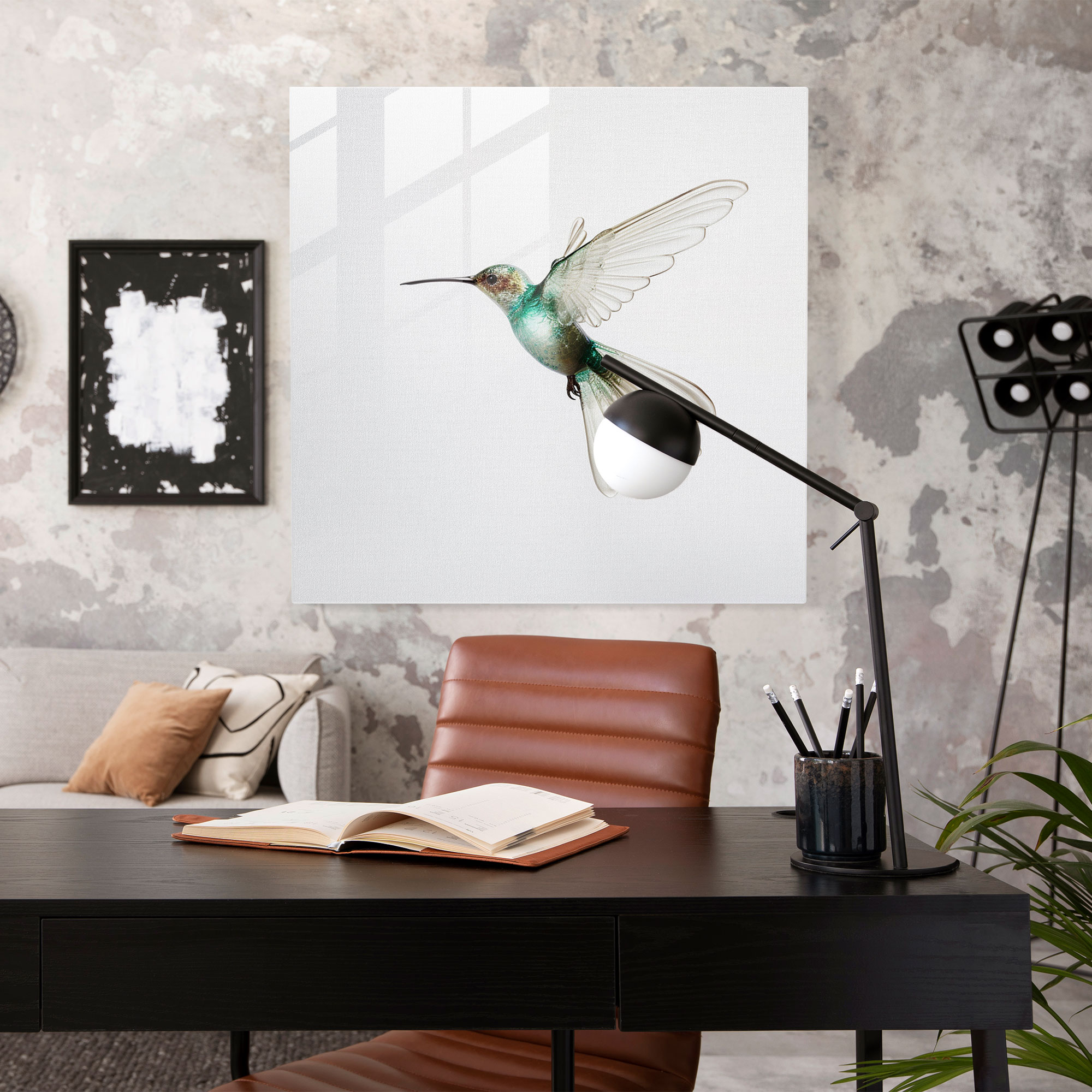 Minimalist Kuş Süslemeli Cam Tablo - Kuş Duvar Dekorasyonu Cam Sanat