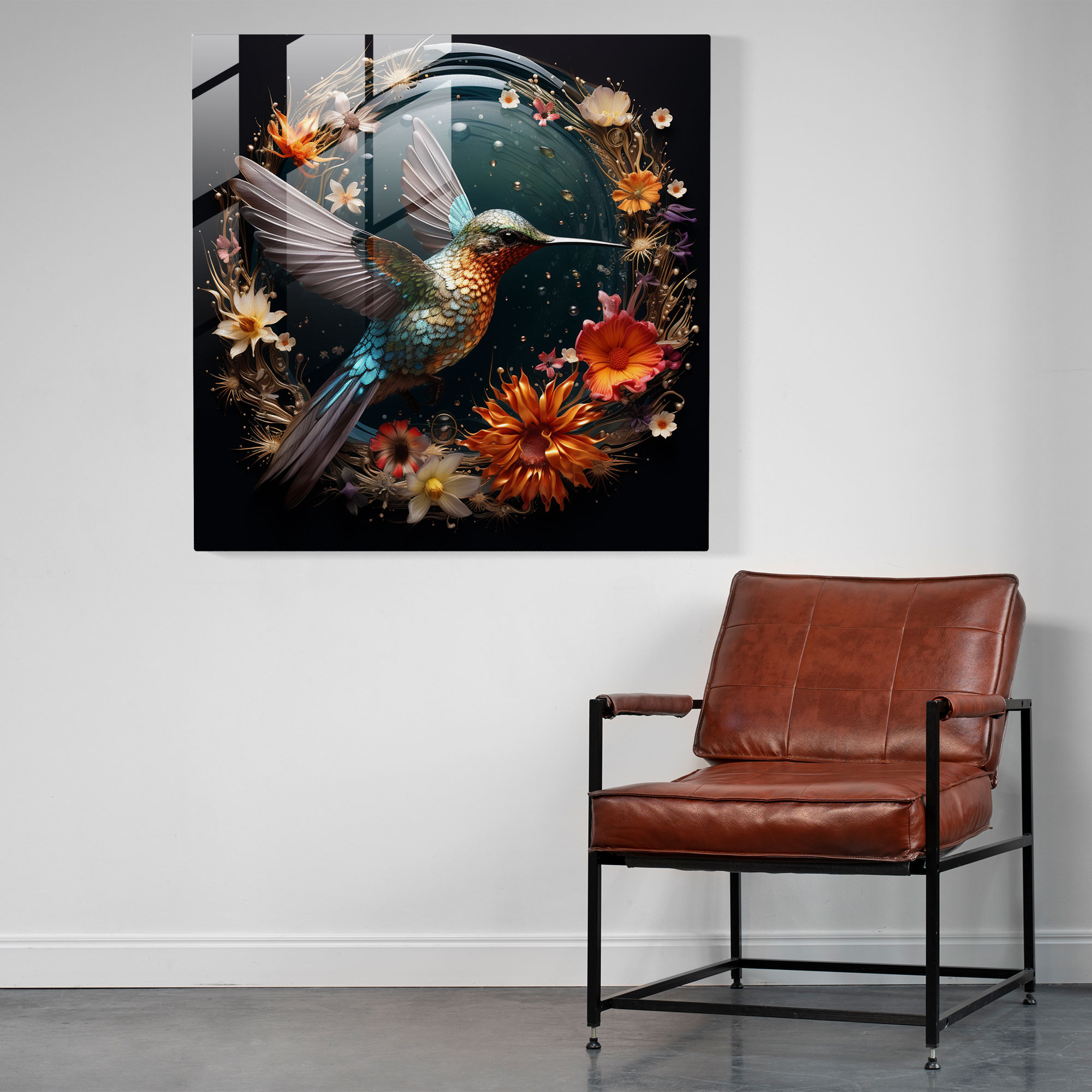Surreal Hummingbird Glass Print - Hummingbird, Modern Art, Hummingbird, Home Decoration