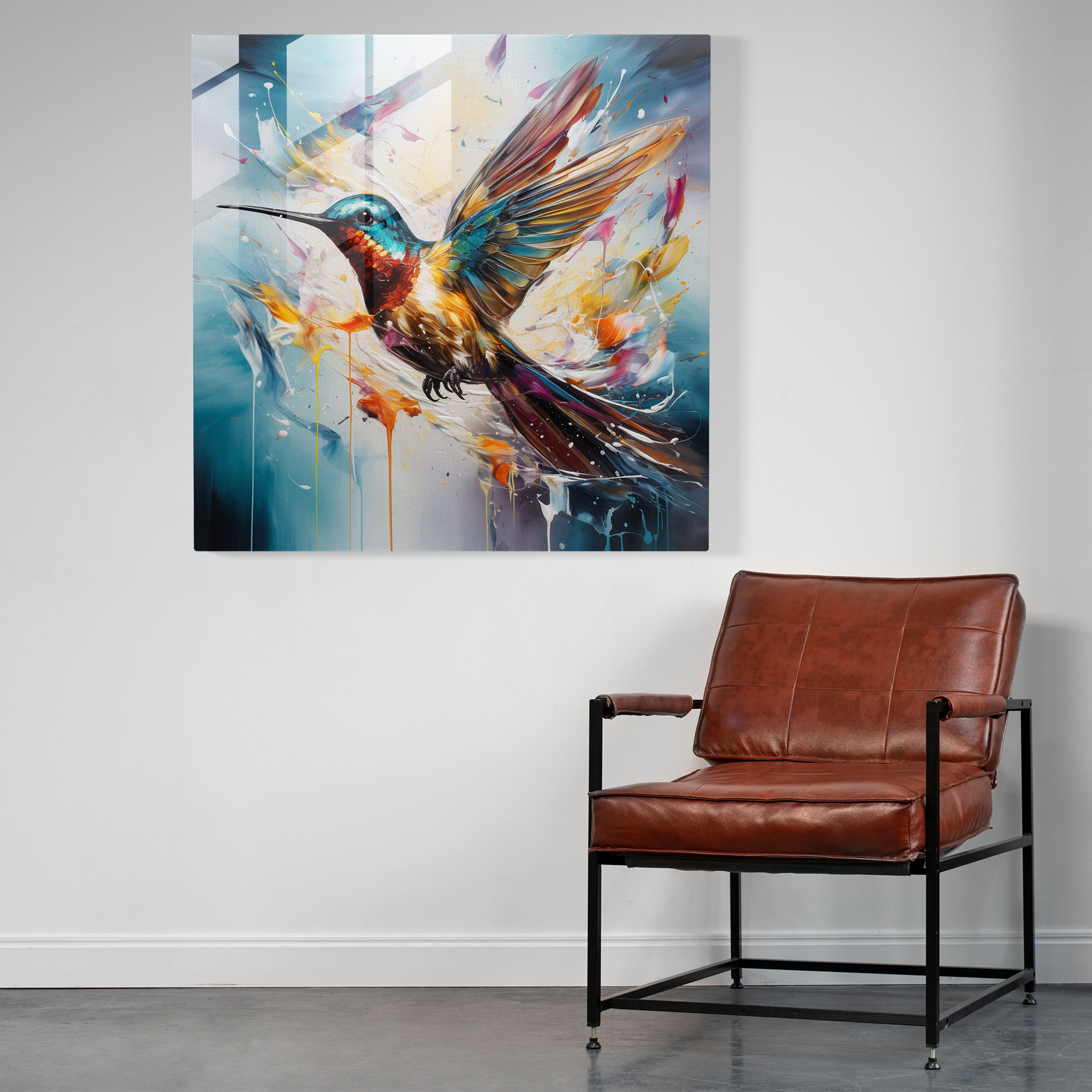 Contemporary Hummingbird Glass Print - Hummingbird, Glass Wall Art, Home Decoration, Impressionism