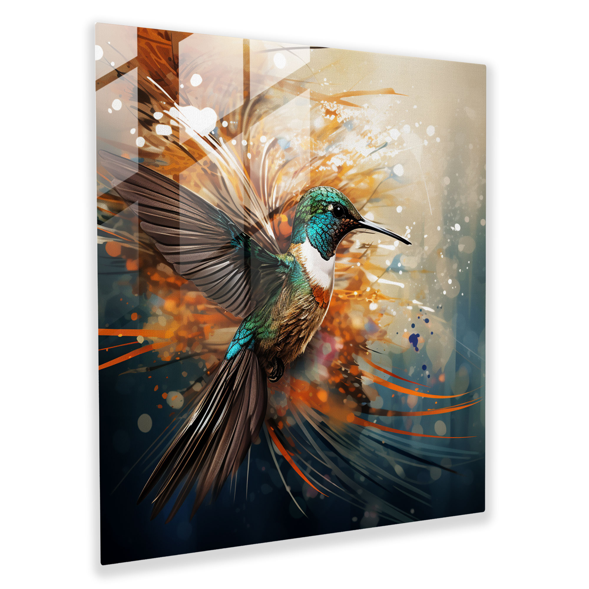 Flight Of Modernity Glass Print - Hummingbird, Nature And Modernity, Hummingbird, Glass Wall Art