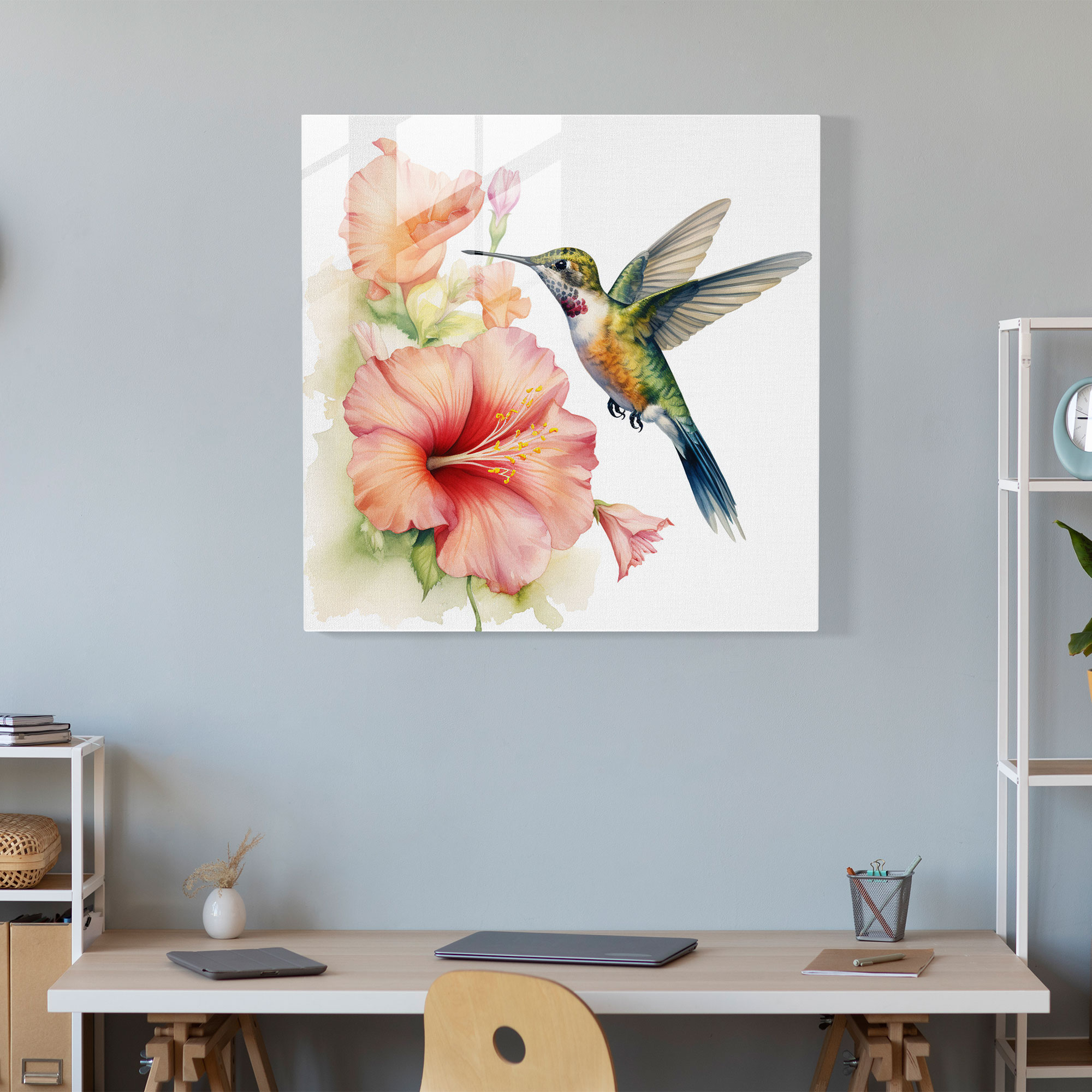 Delicate Hummingbird Glass Print - Hummingbird, Wall Decoration, Nature Decor, Home Decoration