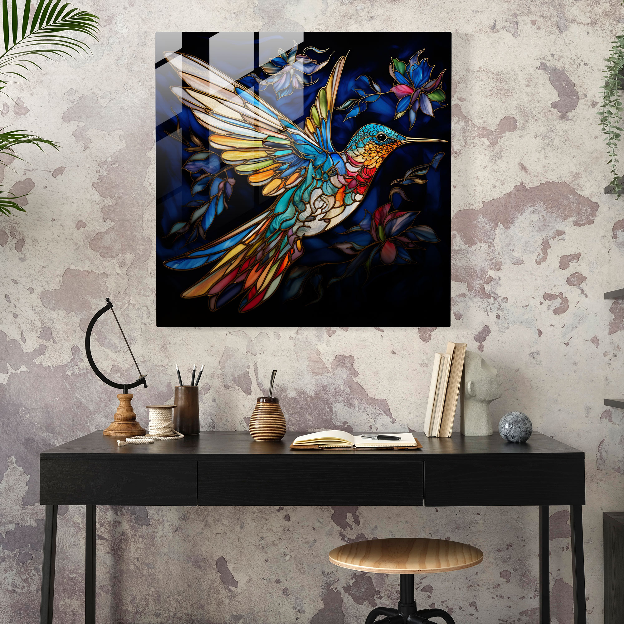 Büyüleyici Güvercin Cam Tablosu - Güvercin Vitray Cam Modern Sanat Duvar Dekorasyonu