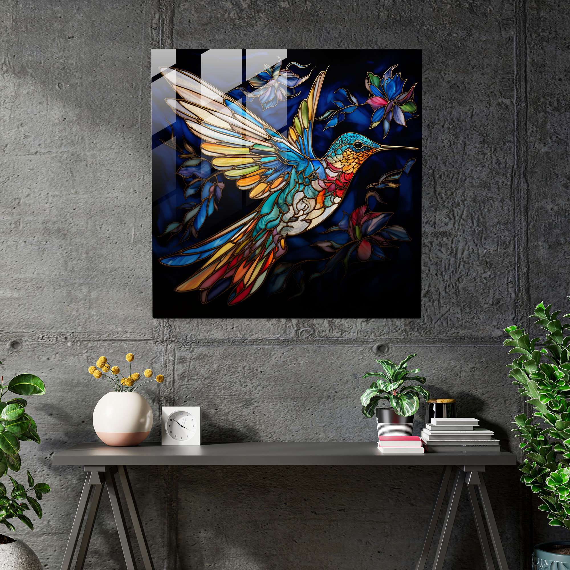 Büyüleyici Güvercin Cam Tablosu - Güvercin Vitray Cam Modern Sanat Duvar Dekorasyonu
