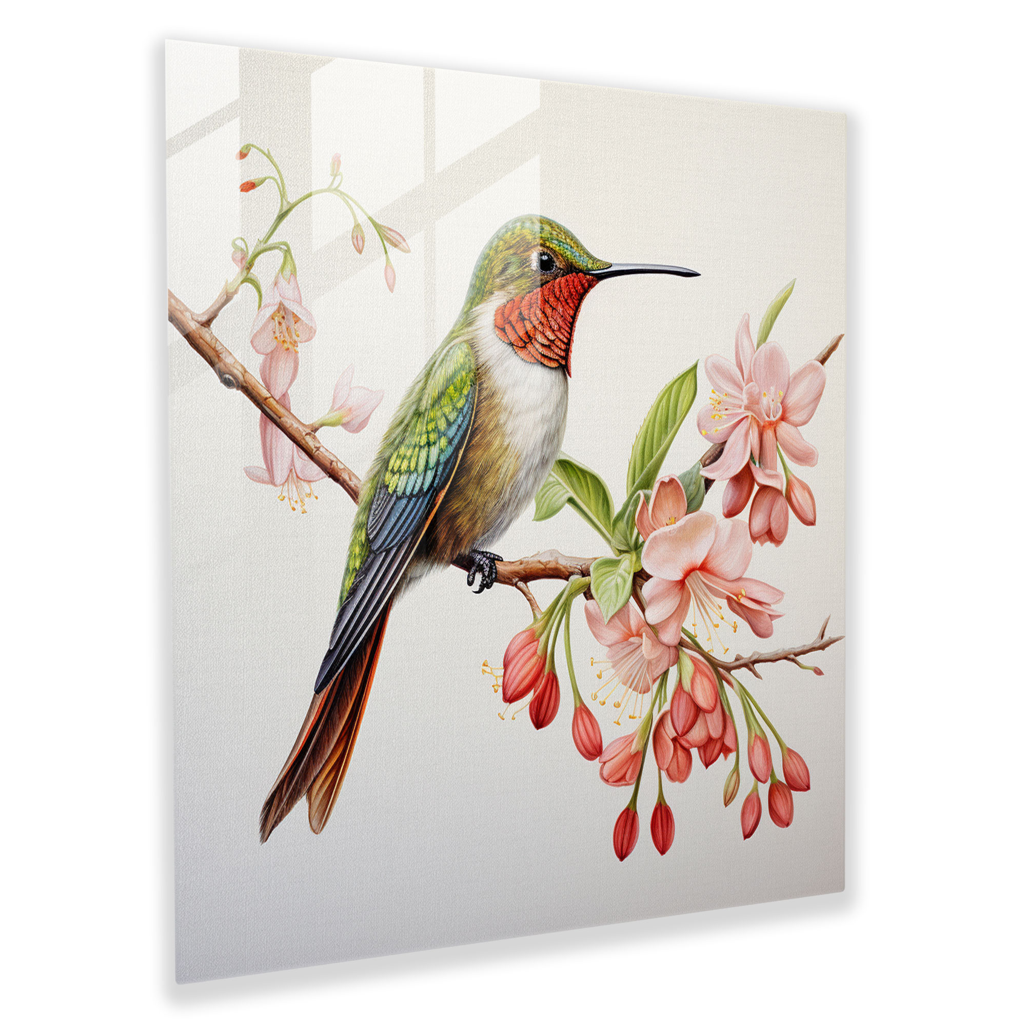 Realistic Hummingbird Glass Print - Hummingbird, Wall Decoration, Modern Art, Glass Print