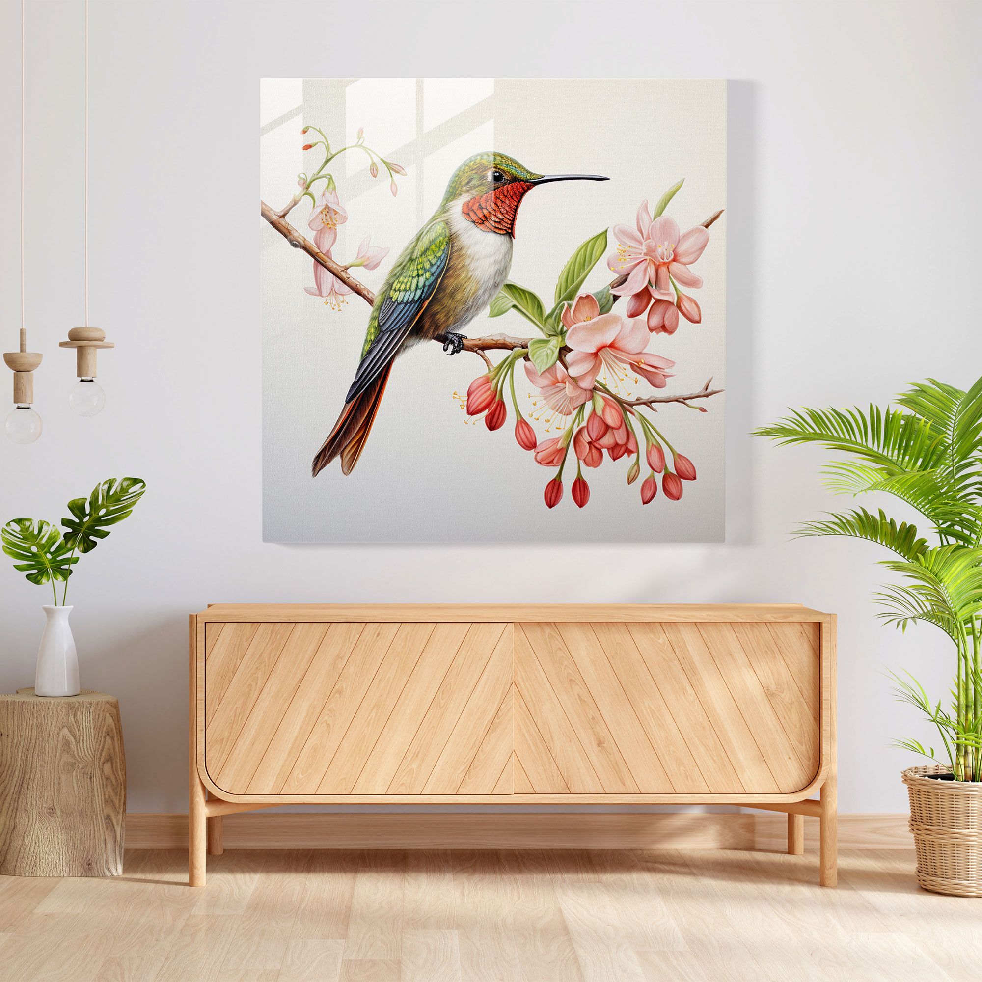 Realistic Hummingbird Glass Print - Hummingbird, Wall Decoration, Modern Art, Glass Print
