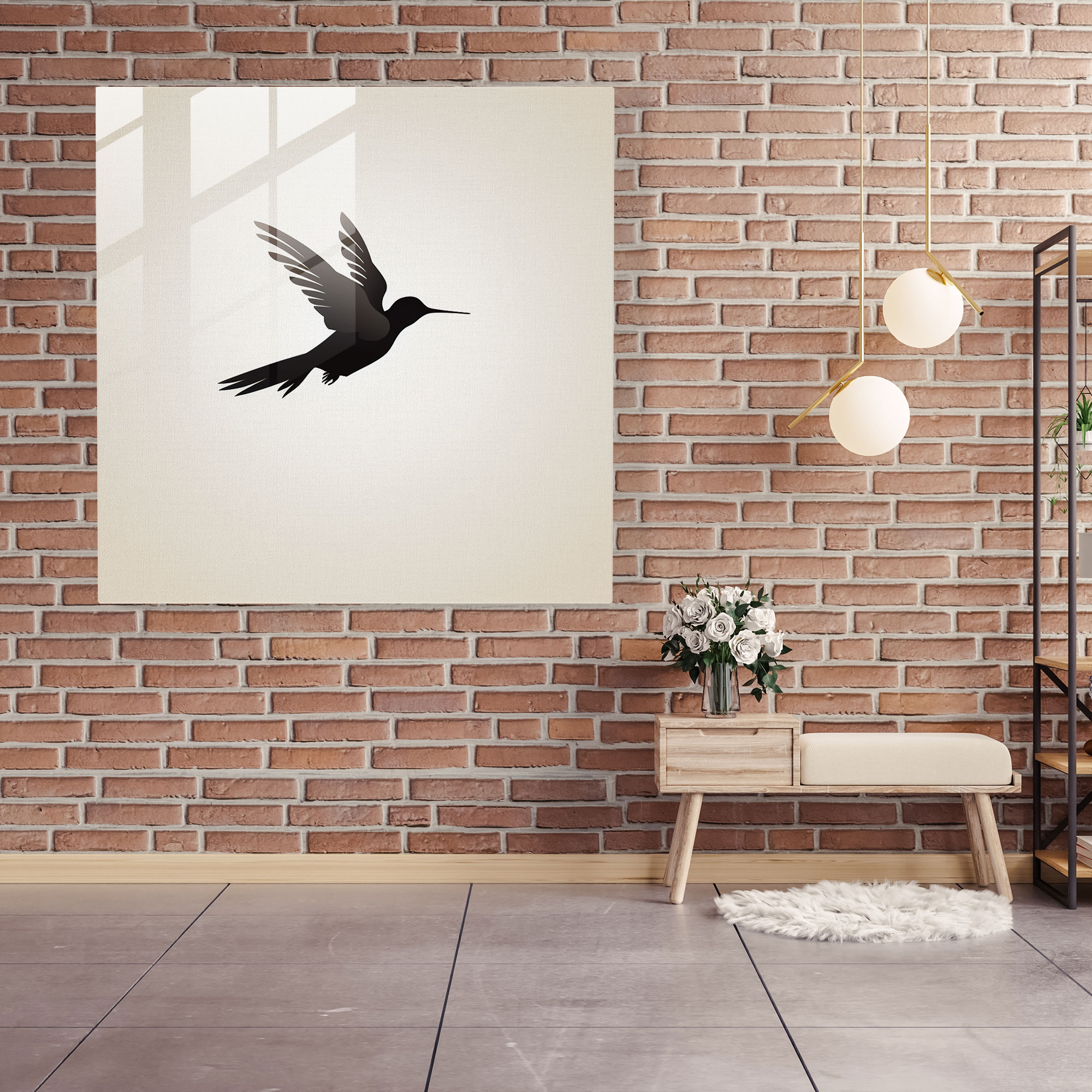 Minimalist Kuş Görselli Cam Tablo - Kuş Cam Duvar Sanatı Duvar Dekorasyonu