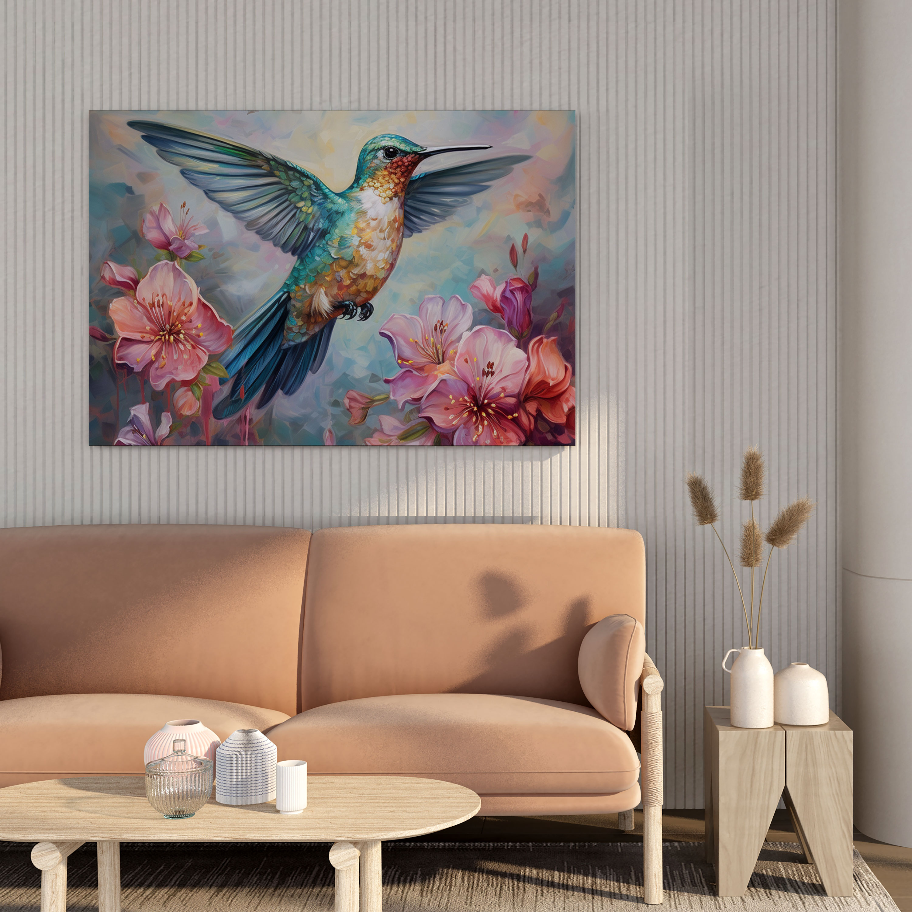 Hummingbird Wall Decoration - Hummingbird, Hand-Painted Acrylic Artwork, Hummingbird, Canvas Wall Art