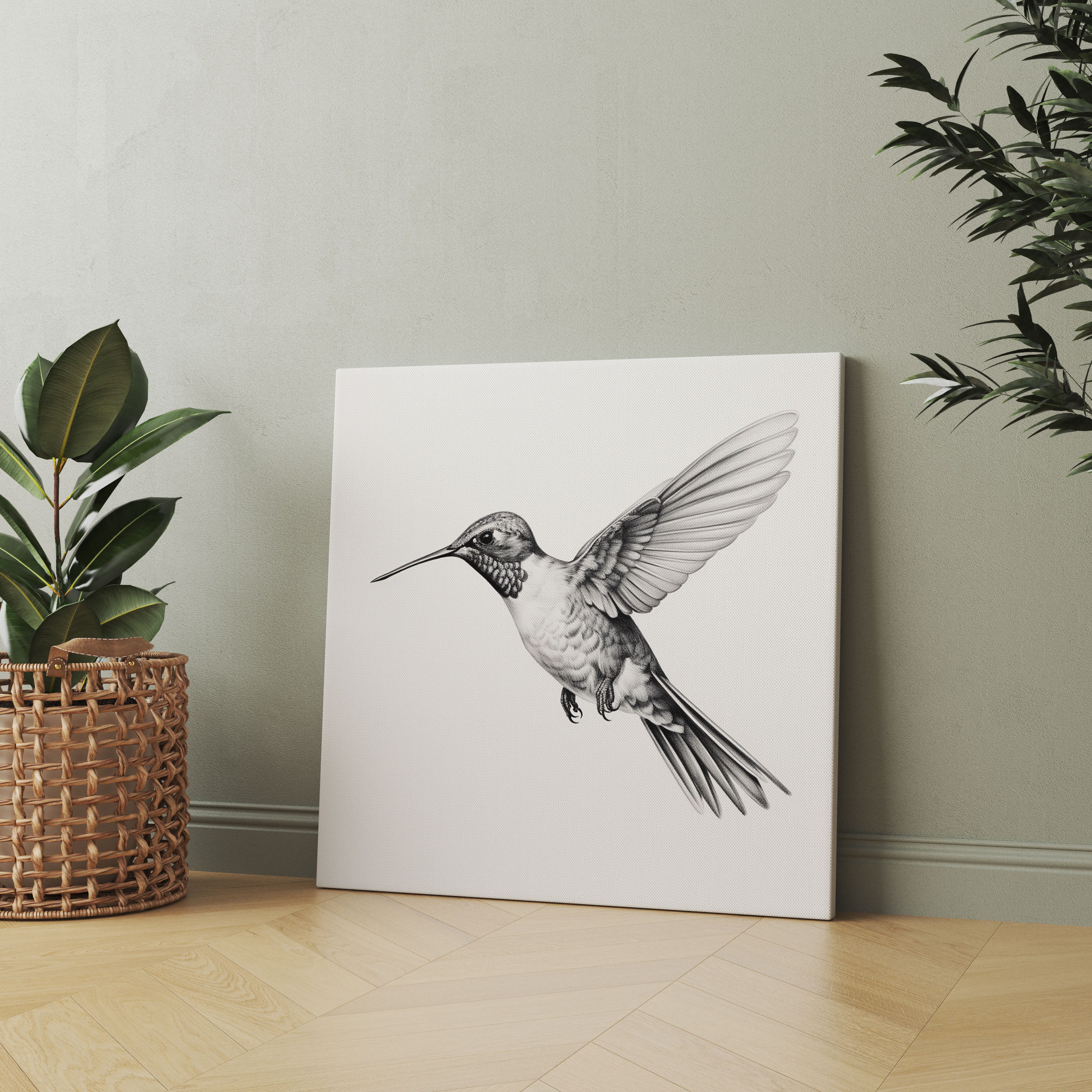 Minimalist Hummingbird Wall Art - Hummingbird, Home Decoration, Canvas Wall Art, Clean Lines