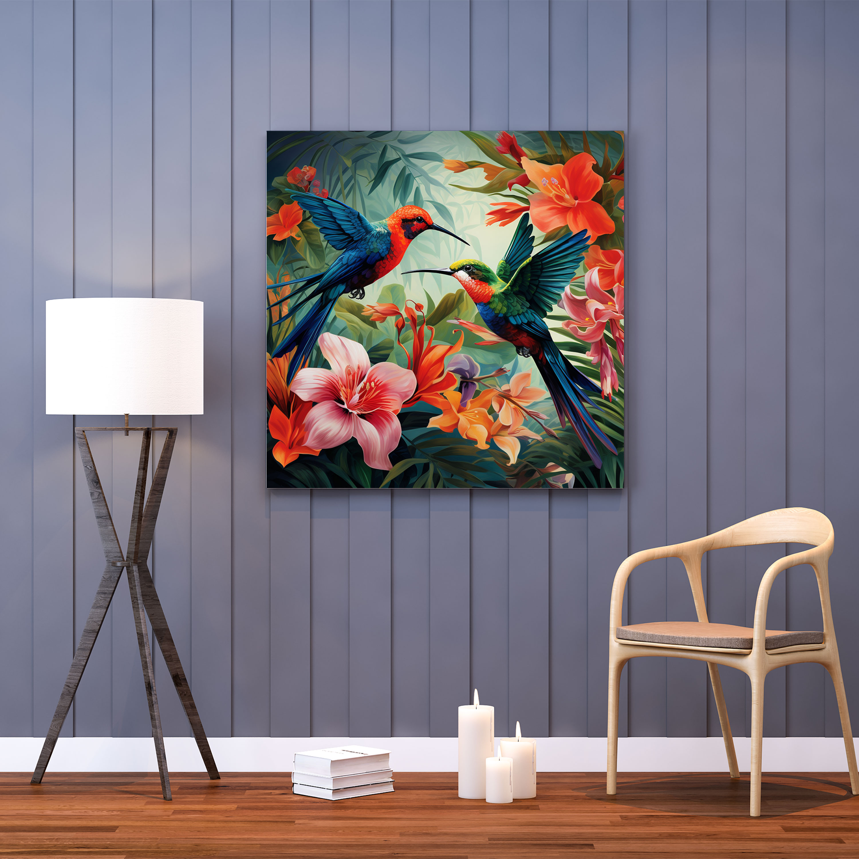 Tropical Hummingbird Canvas Print - Hummingbird, Tropical Flowers, Hummingbird, Canvas
