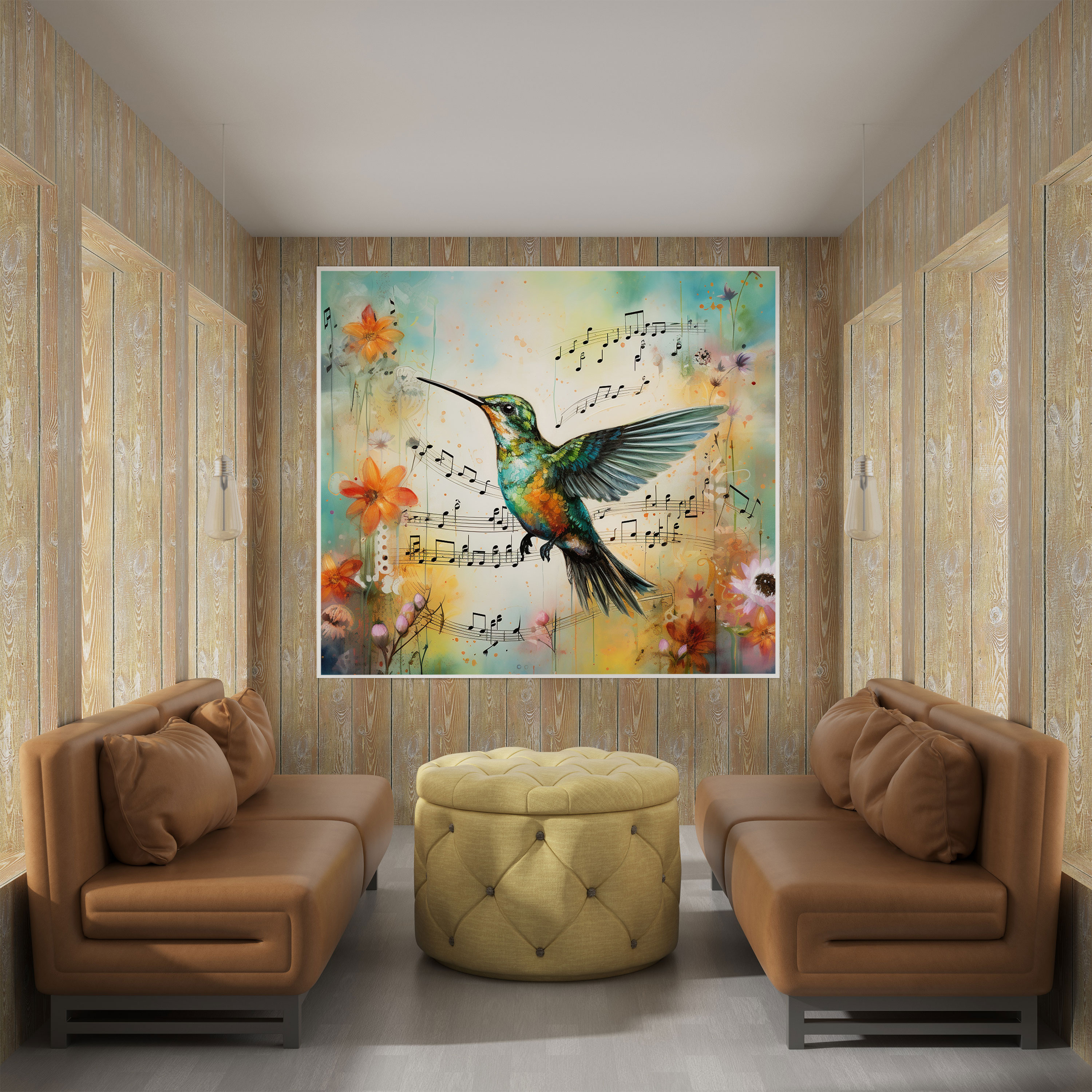 Musical Hummingbird Wall Decoration - Hummingbird, Nature, Whimsical, Canvas