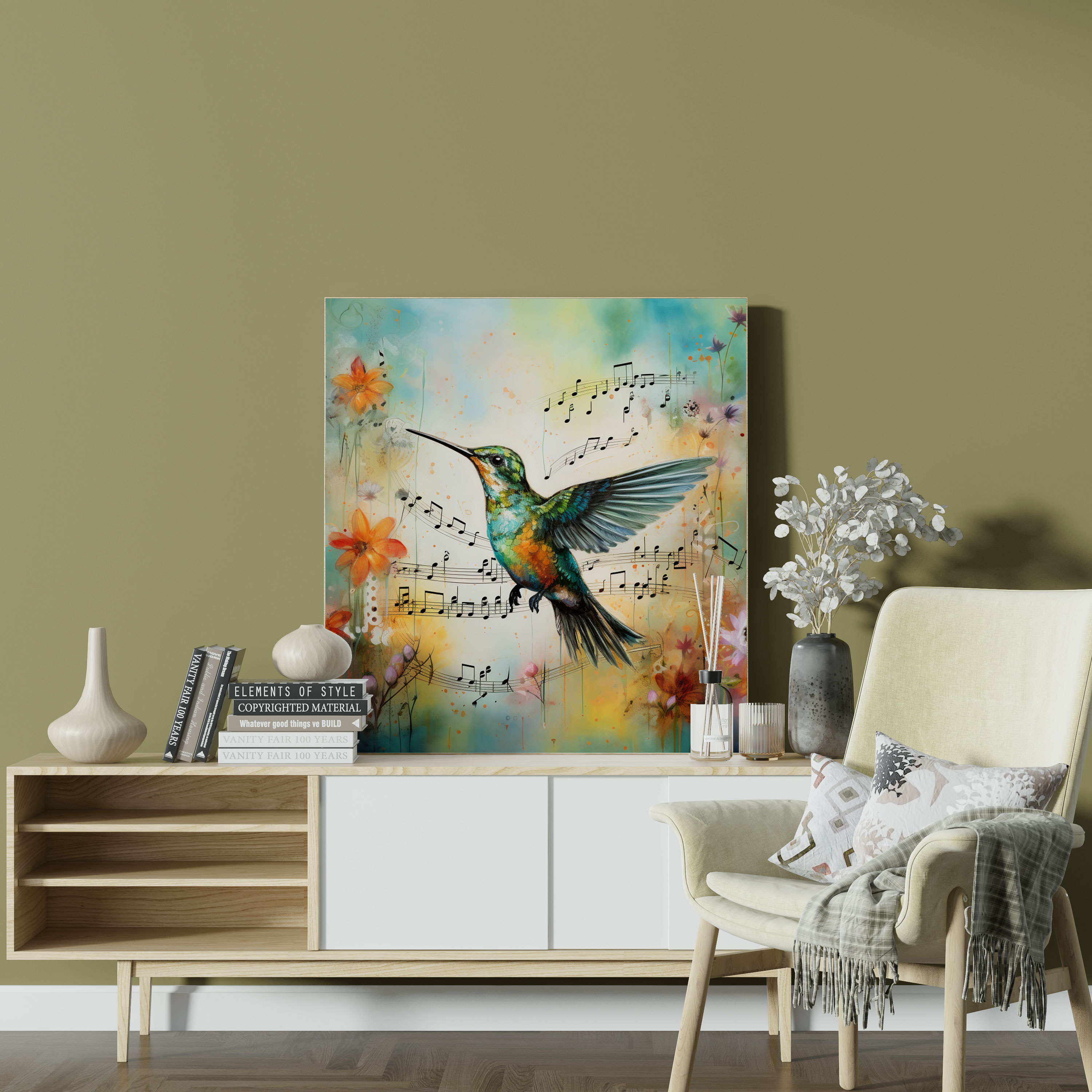 Musical Hummingbird Wall Decoration - Hummingbird, Nature, Whimsical, Canvas