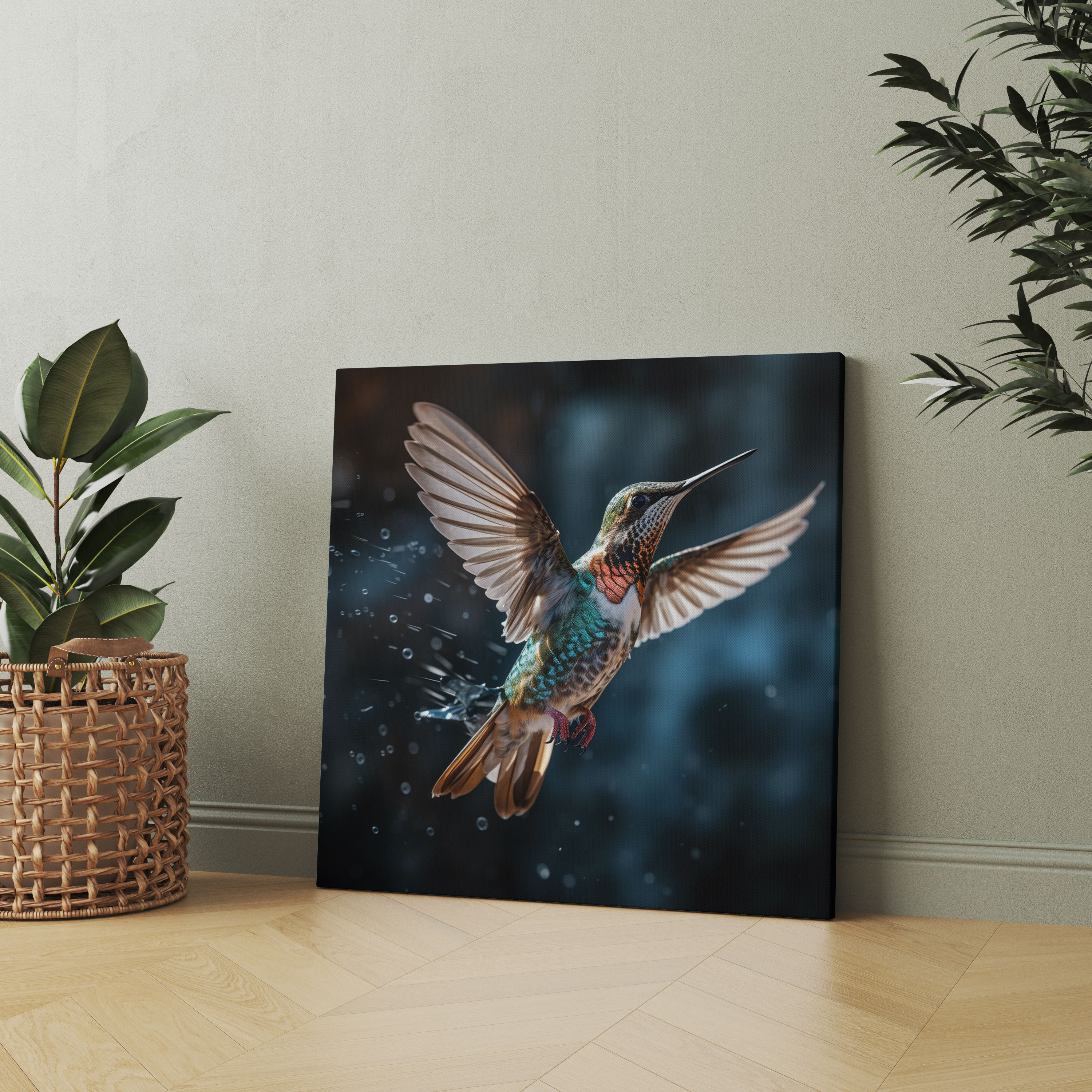 Close-Up Hummingbird Canvas Print - Hummingbird, Home Decoration, Wall Art, Canvas Wall Art