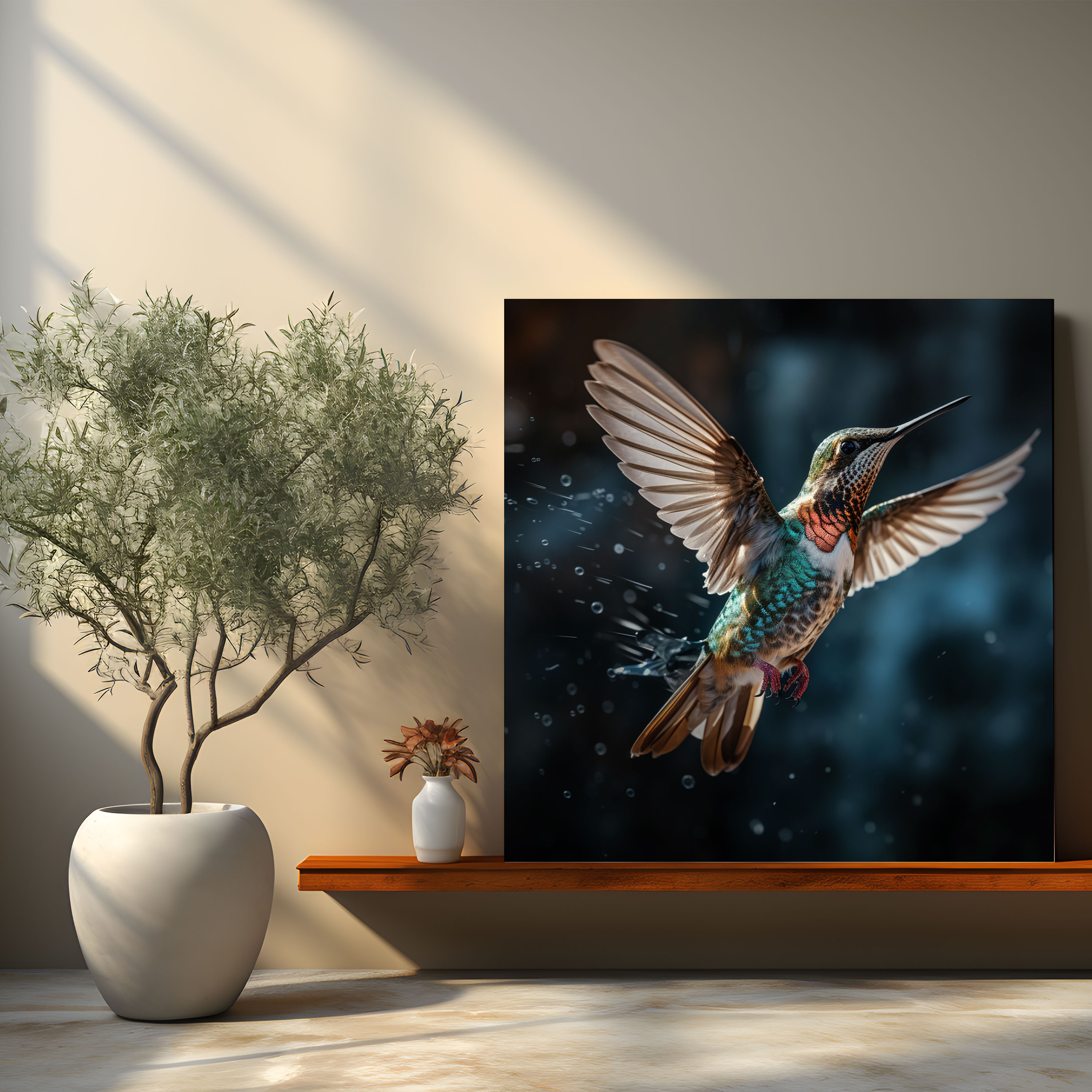 Close-Up Hummingbird Canvas Print - Hummingbird, Home Decoration, Wall Art, Canvas Wall Art