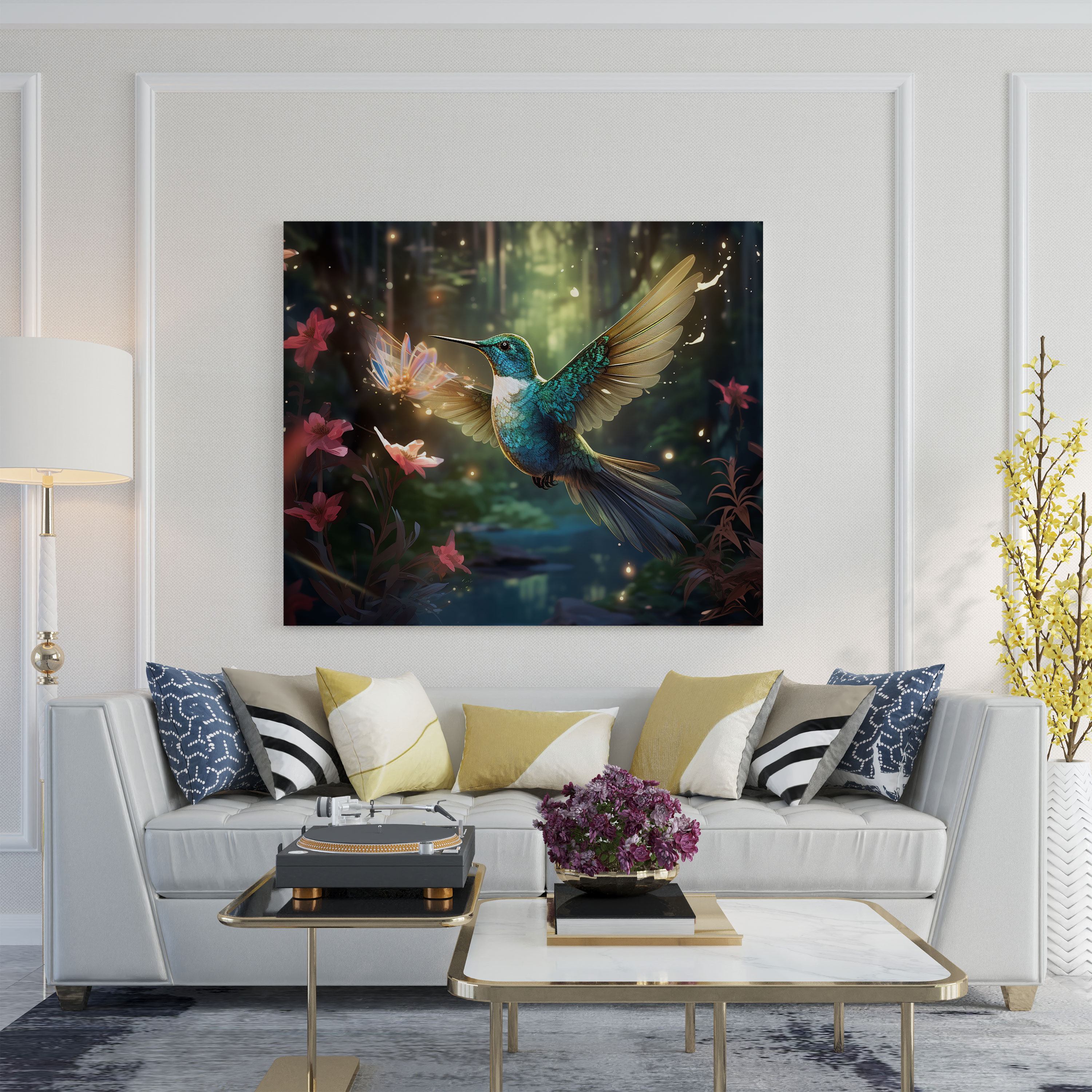 Magical Hummingbird Wall Art - Hummingbird, Canvas Print, Canvas Wall Art, Digital Illustration