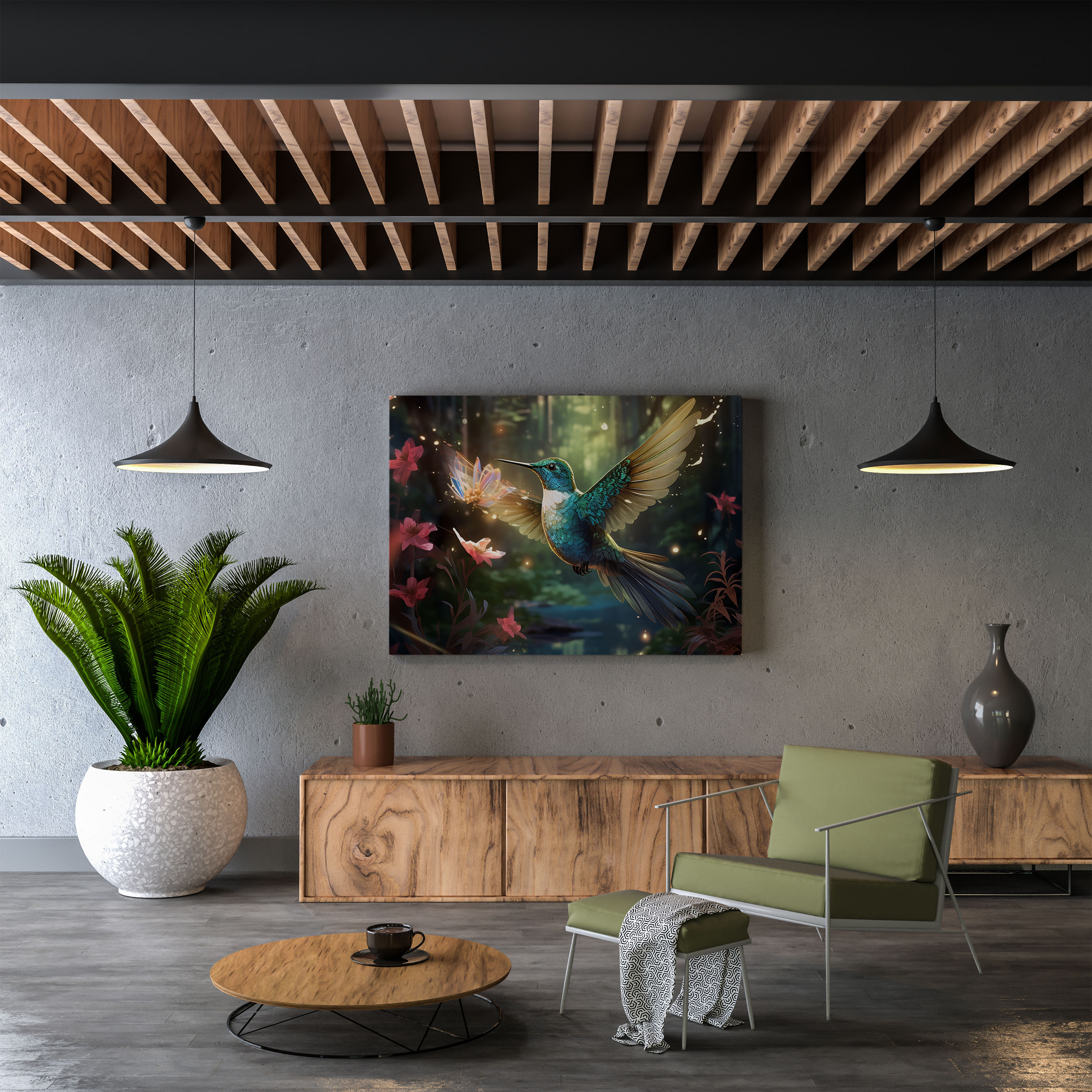 Magical Hummingbird Wall Art - Hummingbird, Canvas Print, Canvas Wall Art, Digital Illustration