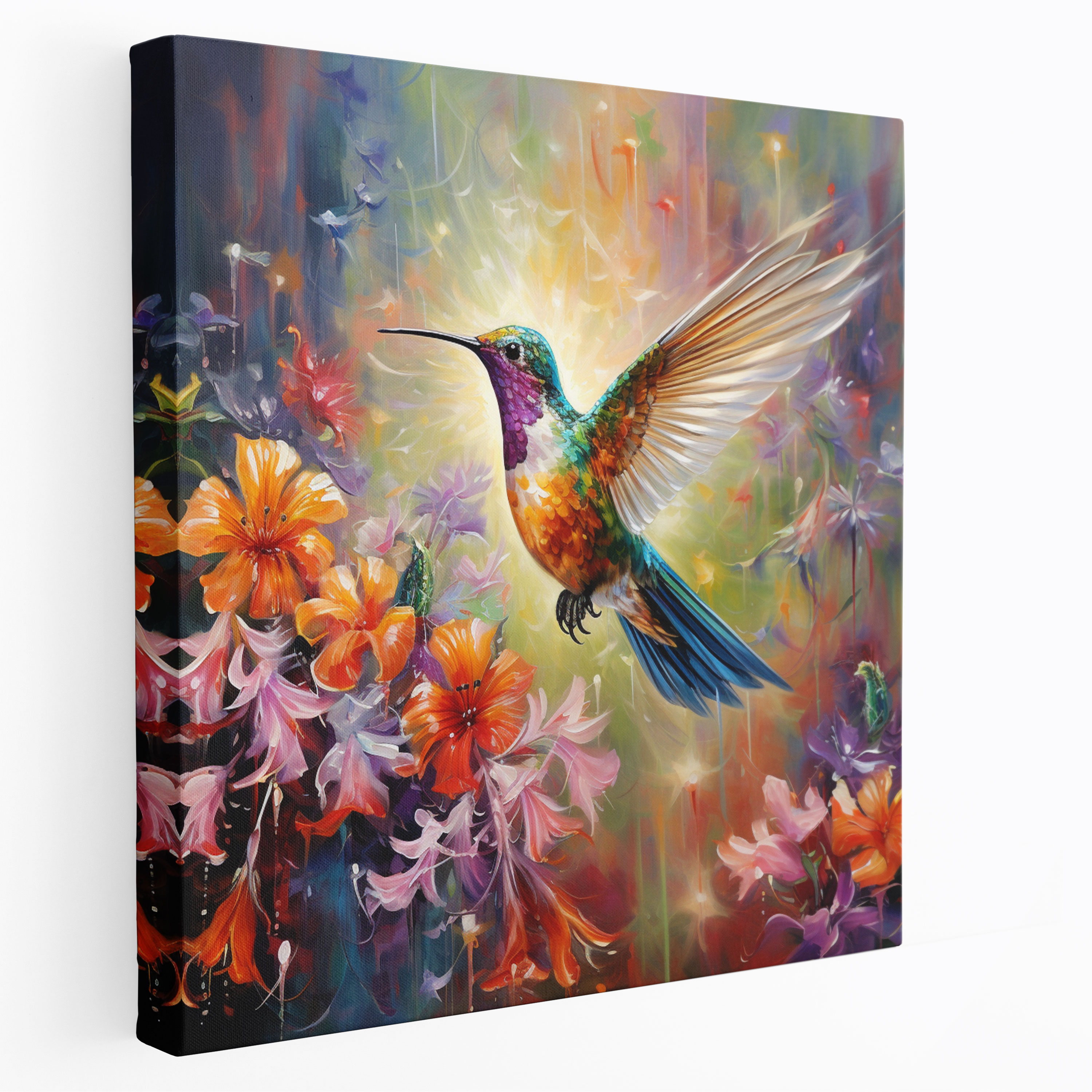 Vibrant Hummingbird Canvas Print - Hummingbird, Hummingbird, Home Decoration, Oil Painting