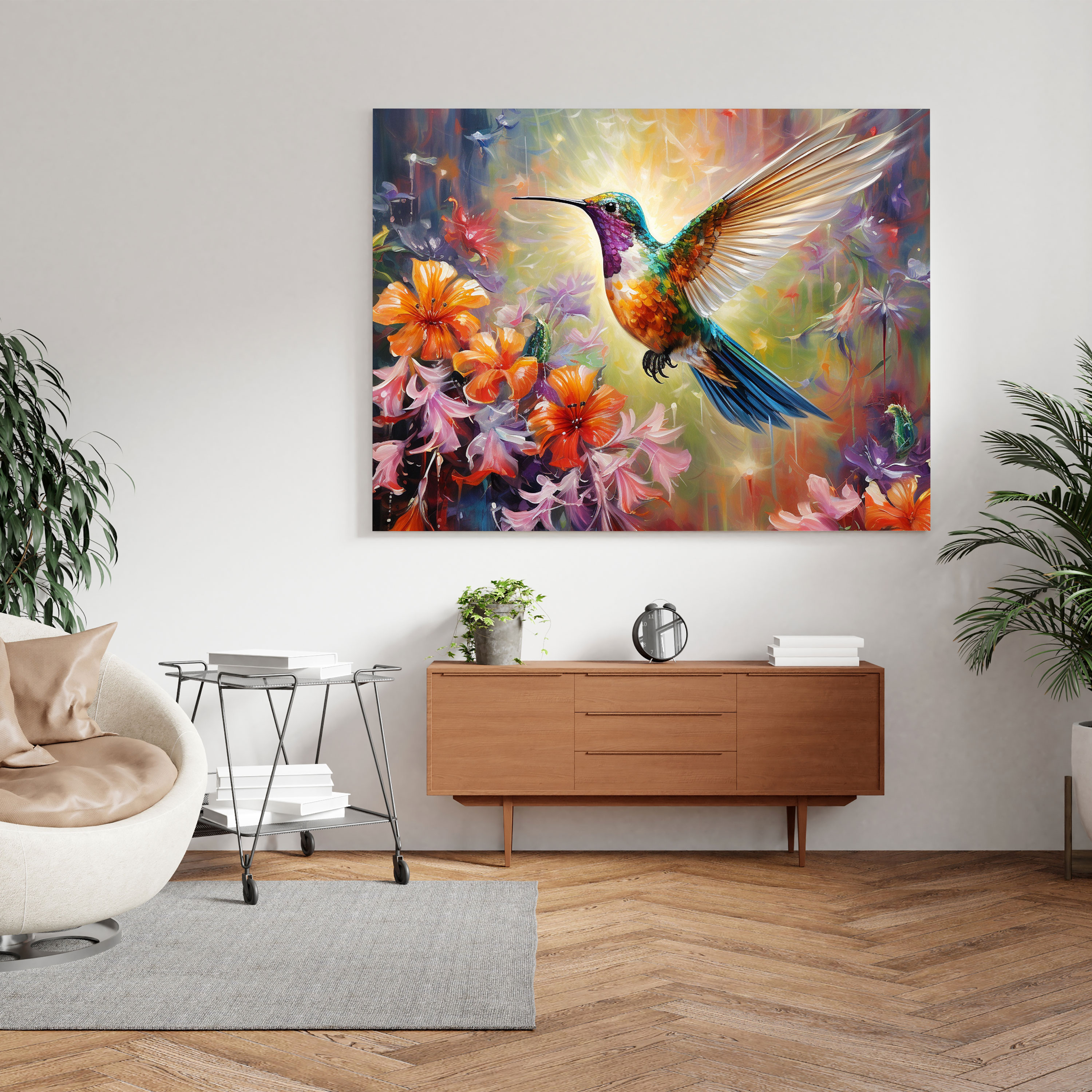 Vibrant Hummingbird Canvas Print - Hummingbird, Hummingbird, Home Decoration, Oil Painting