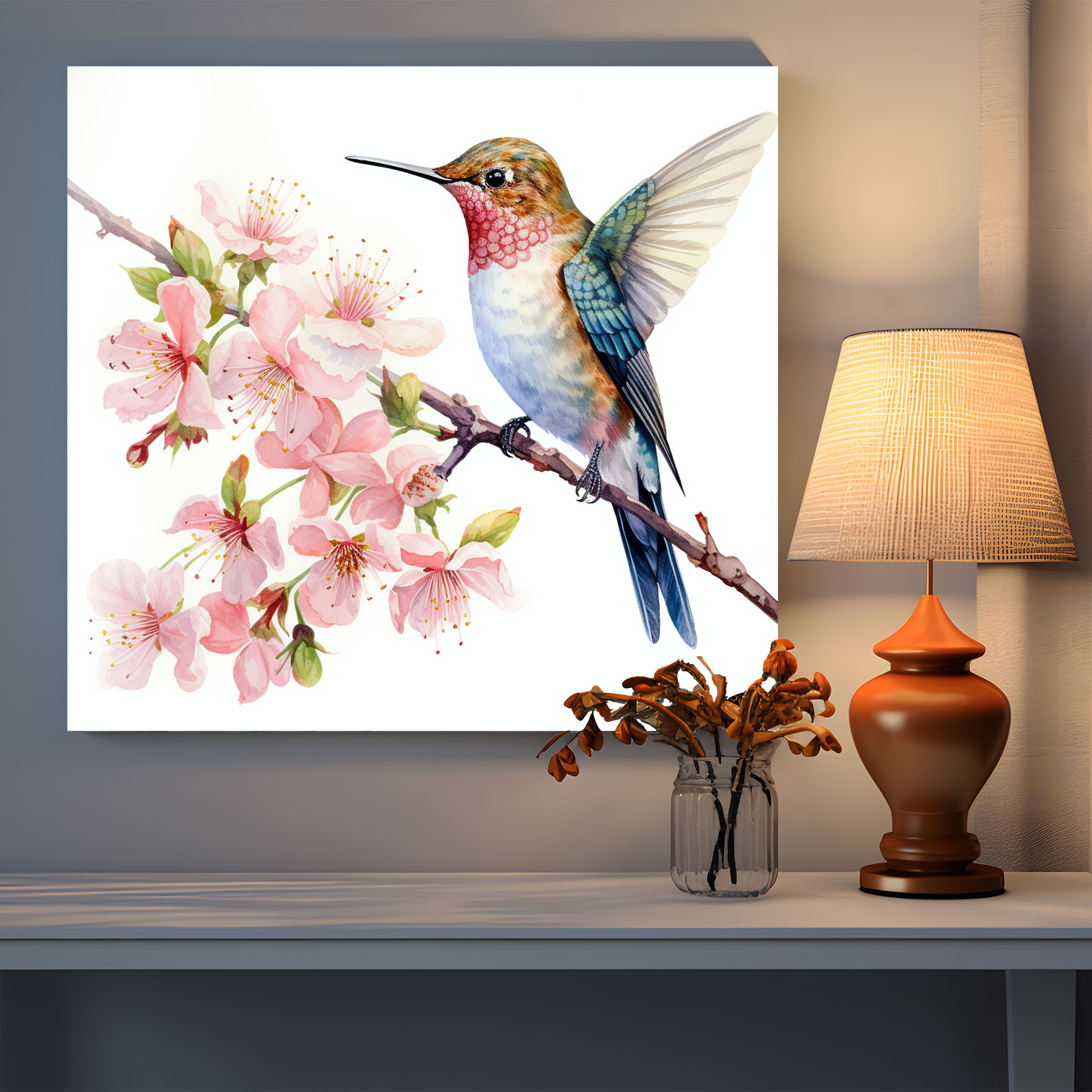 Hummingbird Wall Art - Hummingbird, Delicate, Branch, Hummingbird