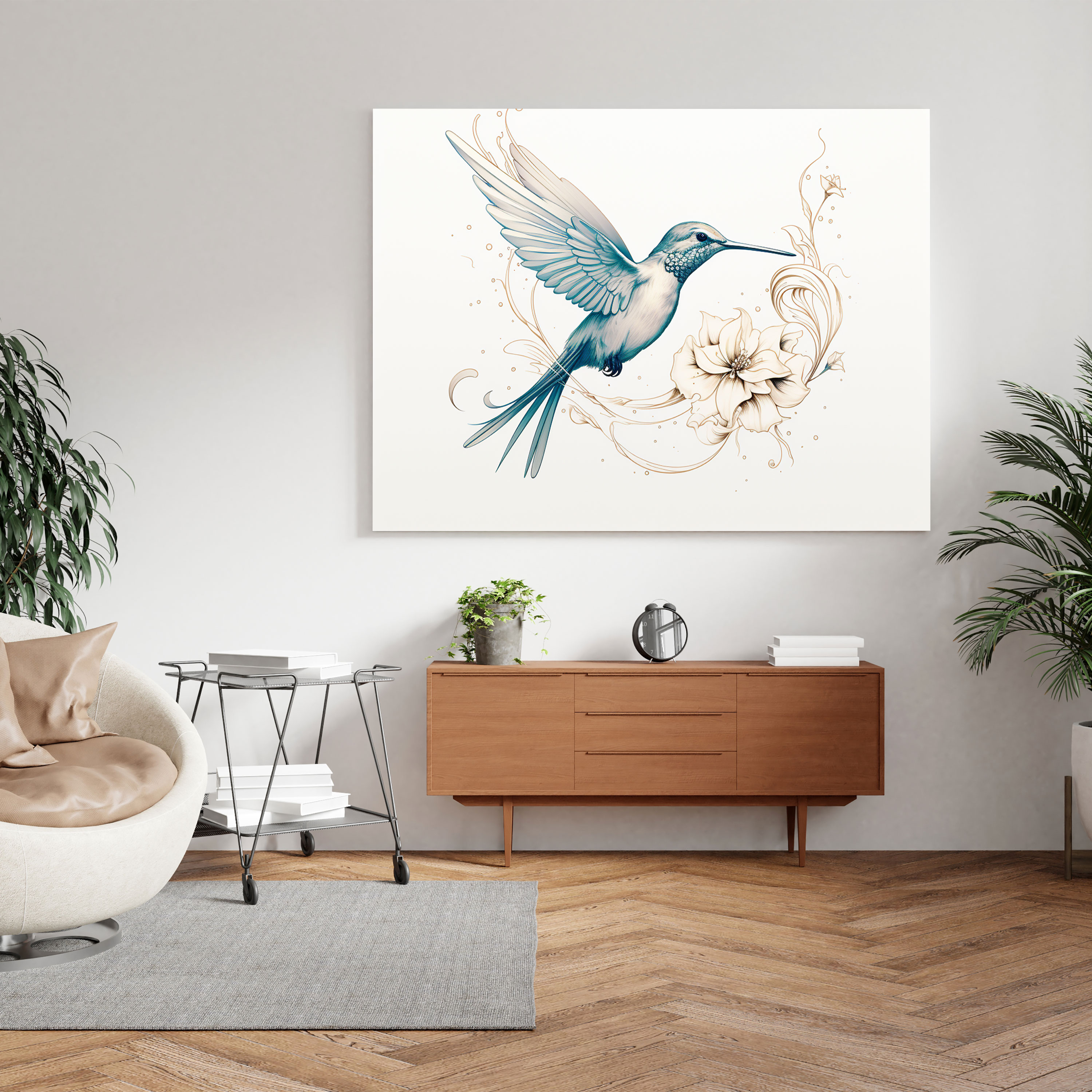 Kolibrili Duvar Sanatı - Kolibri Duvar Dekorasyonu Detaylı İşçilik Duvar Sanatı
