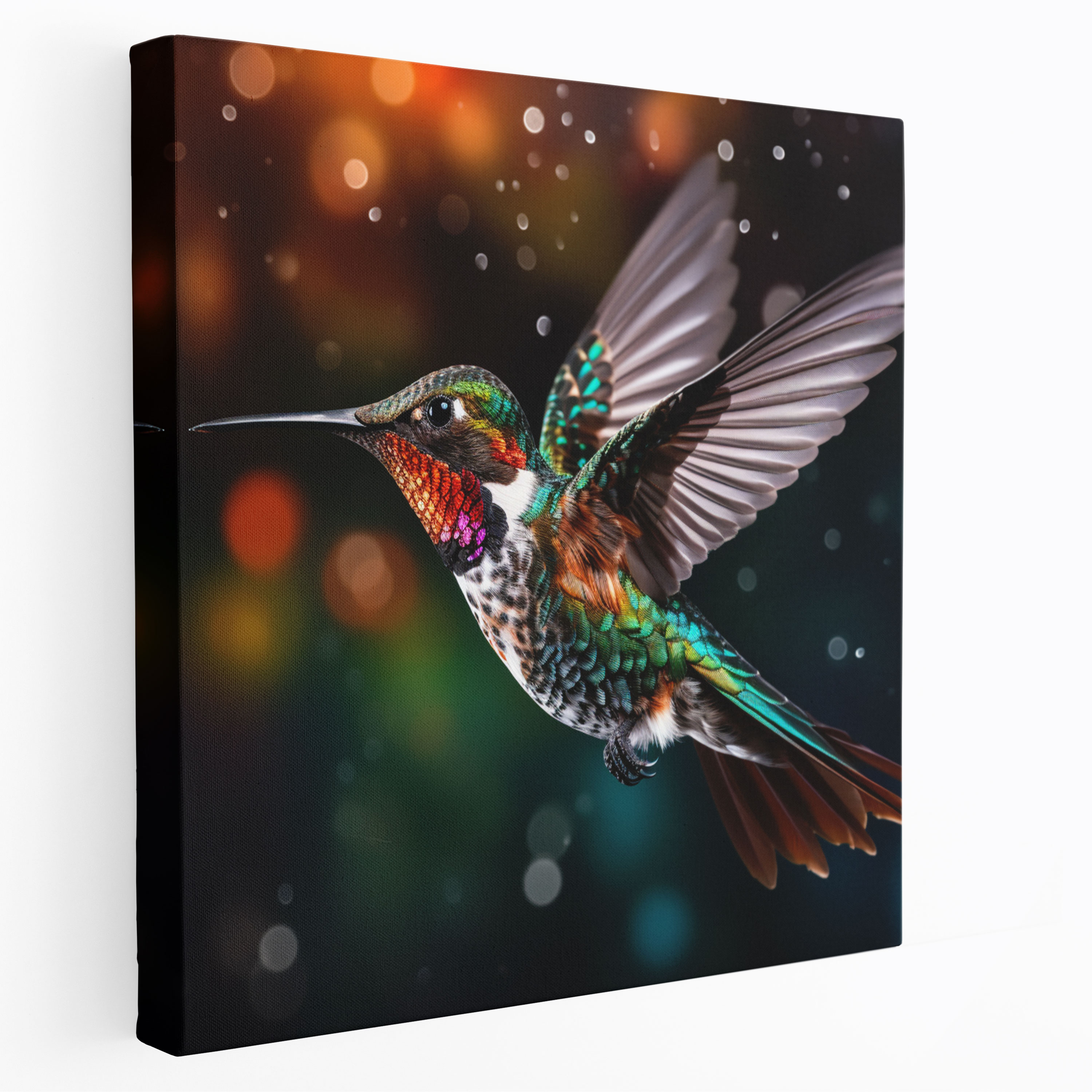 Hummingbird Canvas Print - Hummingbird, Vibrant Feather, Wall Decoration, Canvas Print