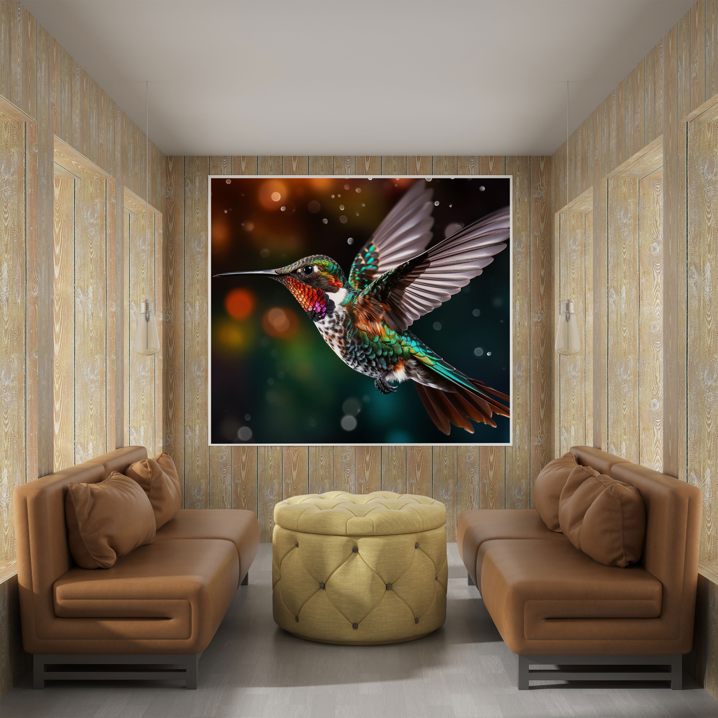 Hummingbird Canvas Print - Hummingbird, Vibrant Feather, Wall Decoration, Canvas Print