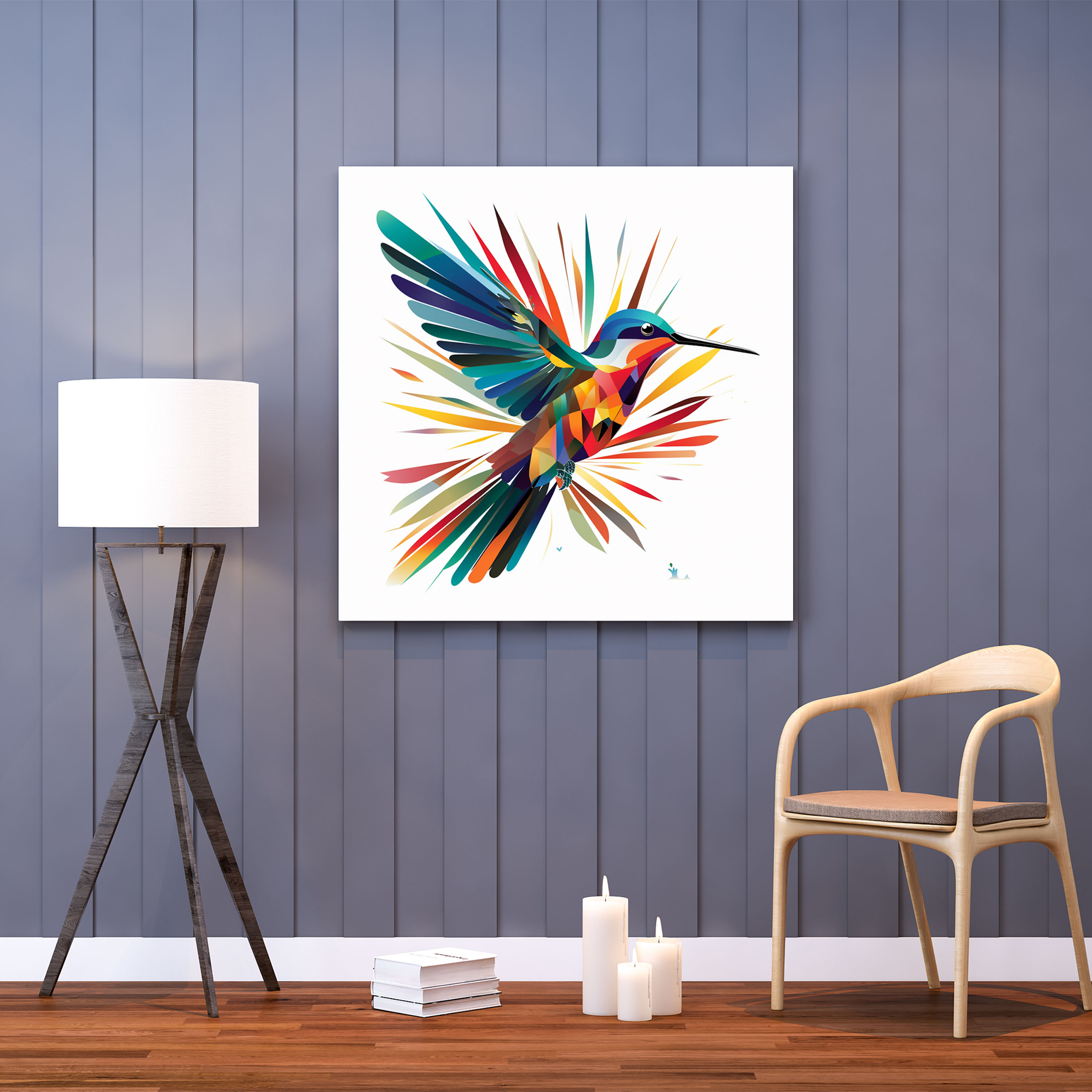 Hummingbird Wall Decoration - Hummingbird, Stylized, Clean Lines, Canvas Wall Art