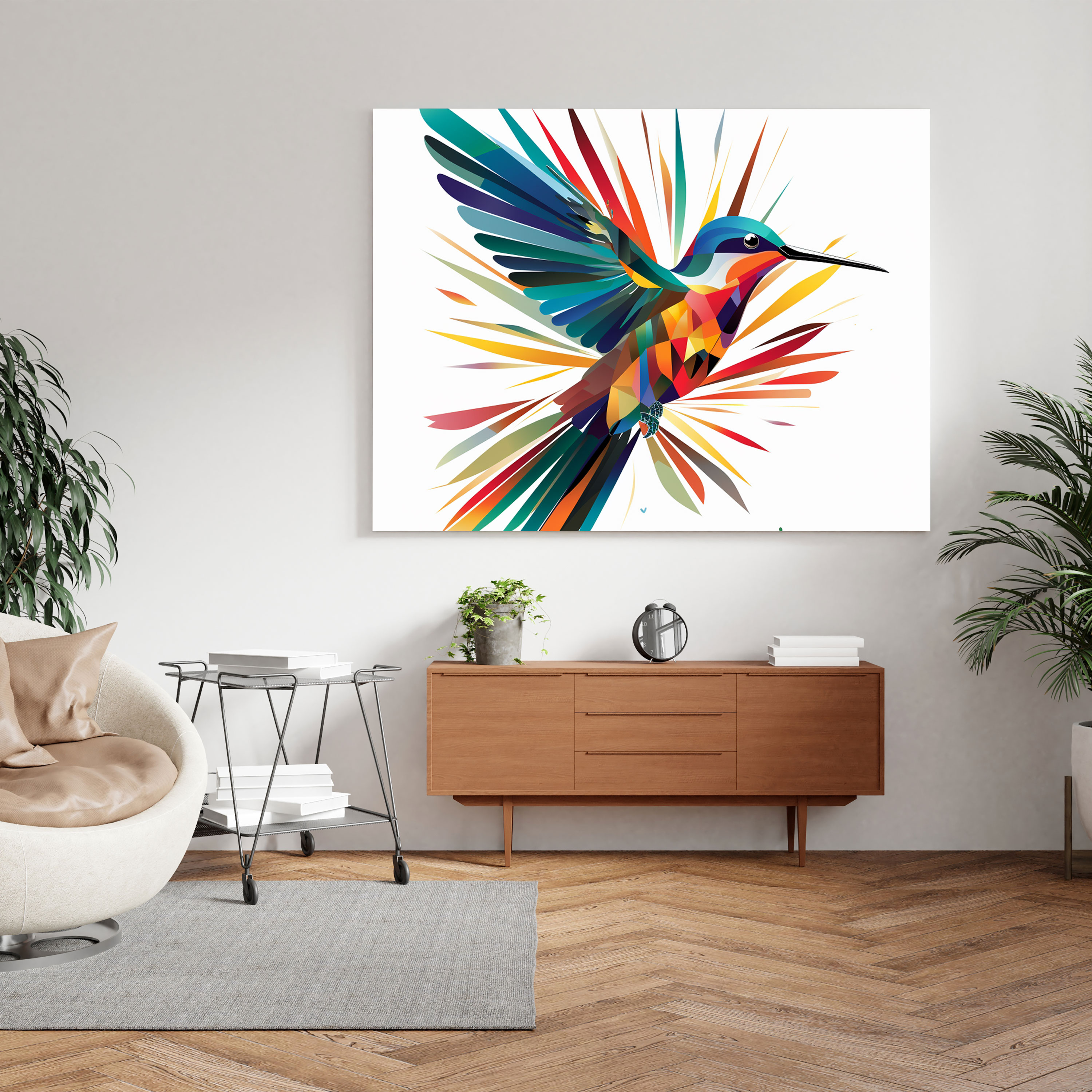 Hummingbird Wall Decoration - Hummingbird, Stylized, Clean Lines, Canvas Wall Art