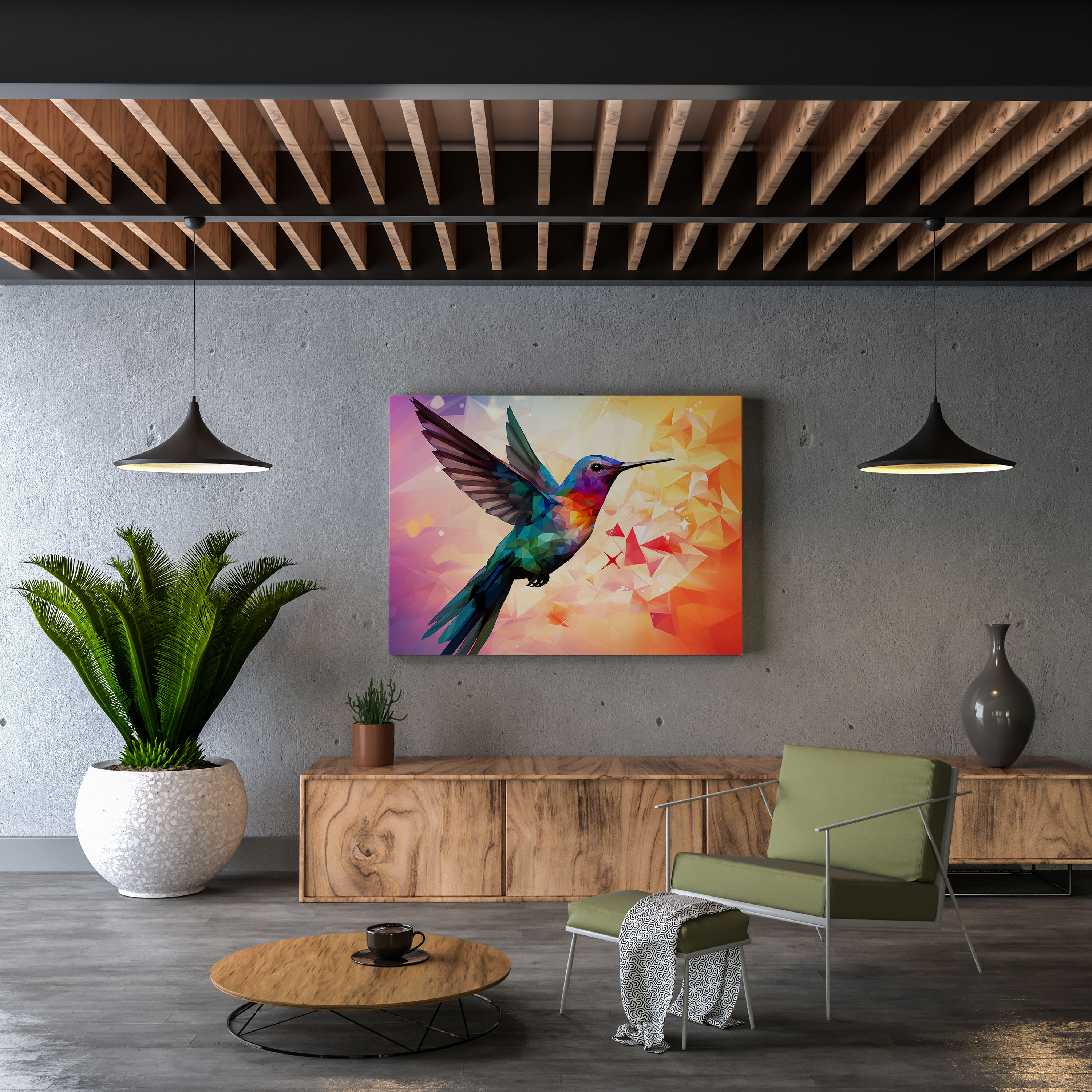 Geometric Hummingbird Wall Decoration - Hummingbird, Wall Decoration, Wall Art, Home Decoration