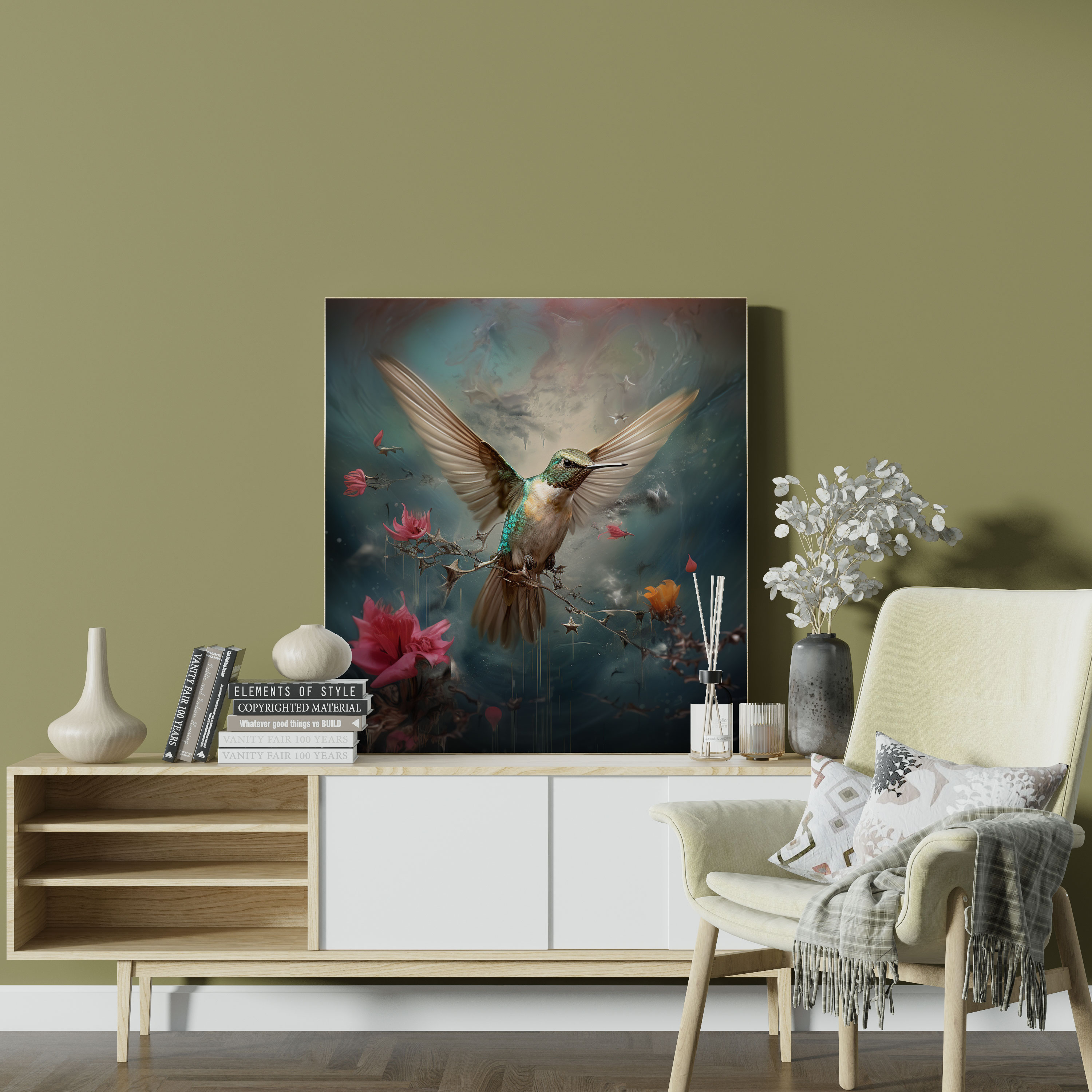 Surreal Hummingbird Wall Decoration - Hummingbird, Canvas, Wall Decoration, Surreal Artwork