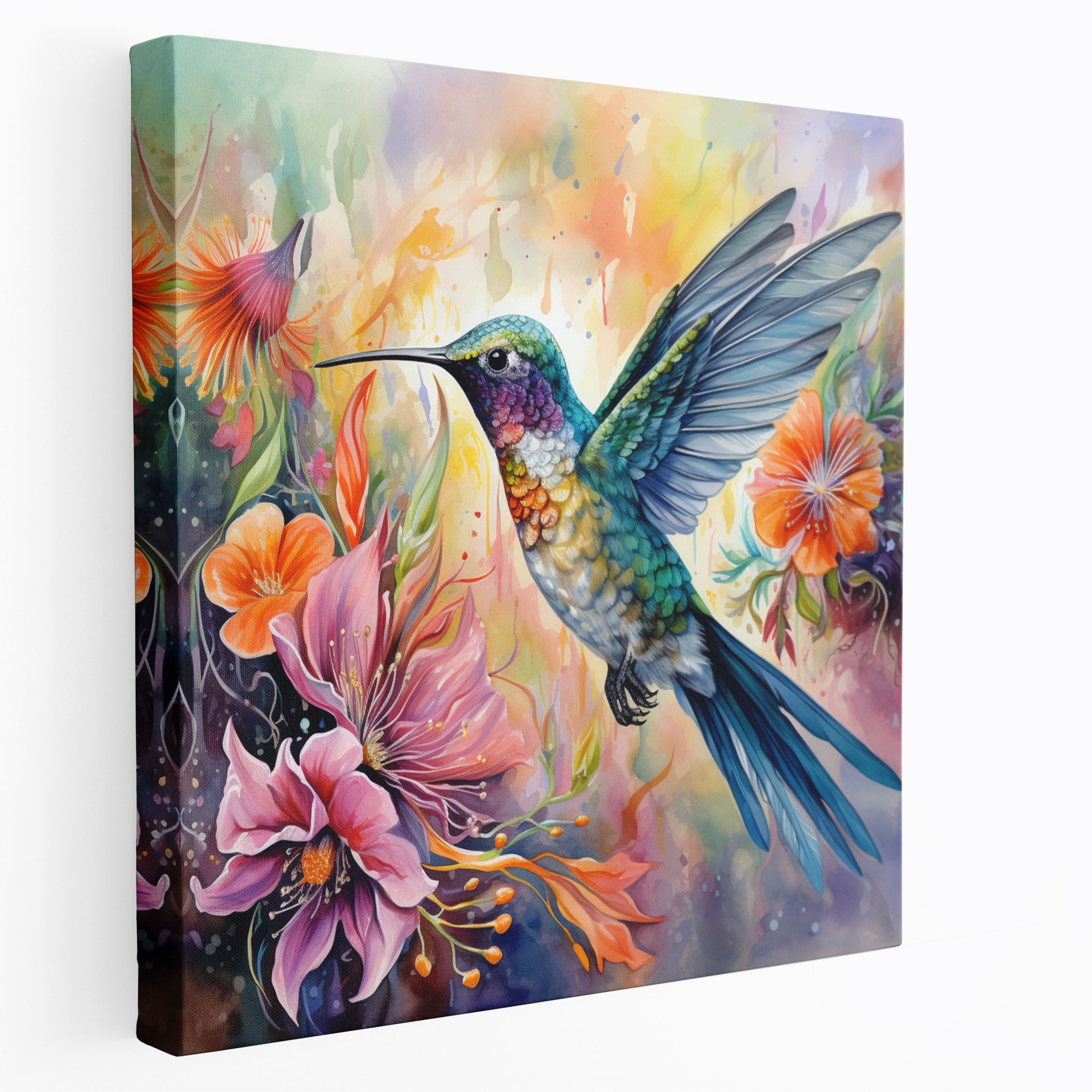 Hummingbird Watercolor Canvas Print - Hummingbird, Hummingbird, Canvas, Watercolor Painting