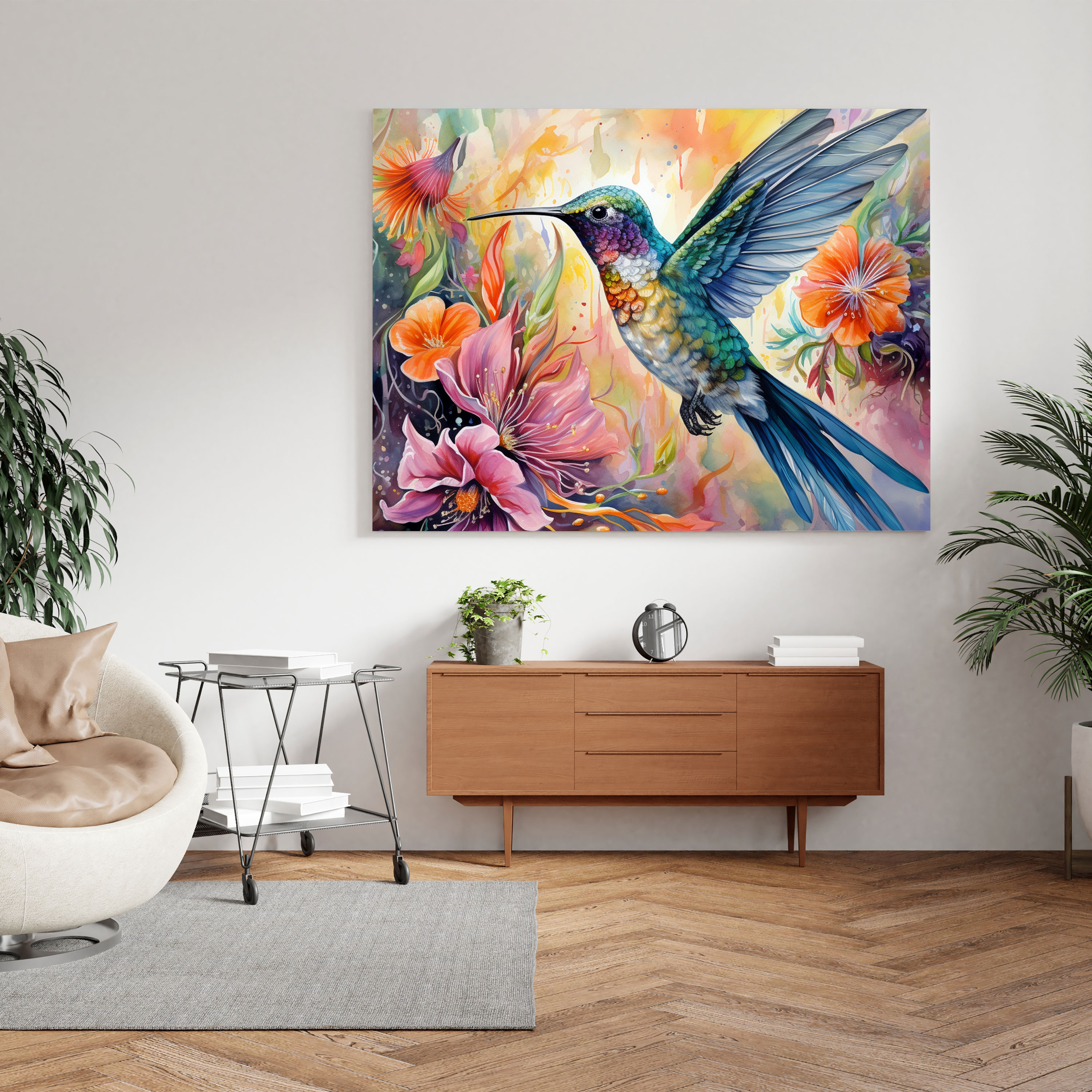 Hummingbird Watercolor Canvas Print - Hummingbird, Hummingbird, Canvas, Watercolor Painting