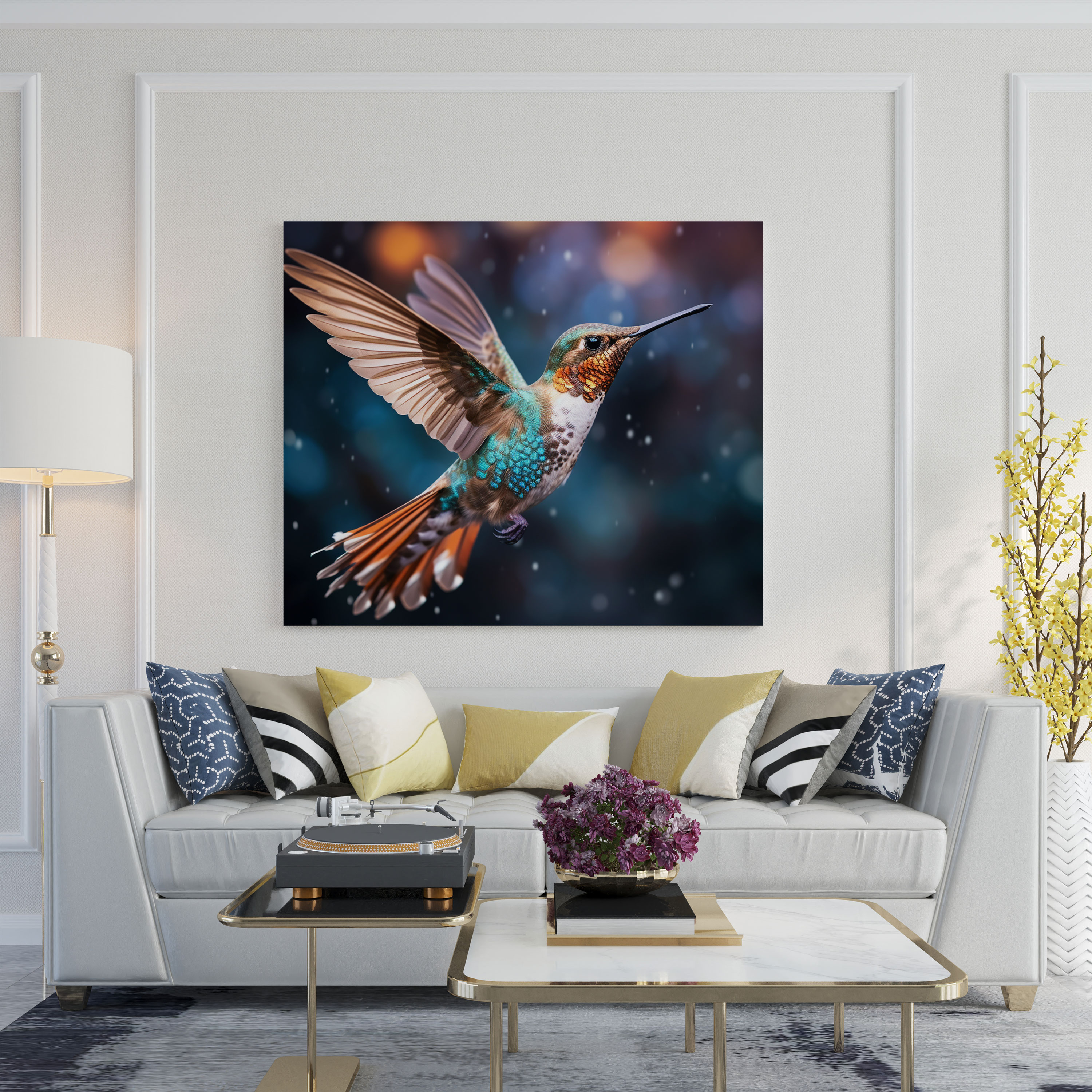 Hummingbird Close-Up Canvas Print - Hummingbird, Graceful Posture, Wall Decoration, Hummingbird