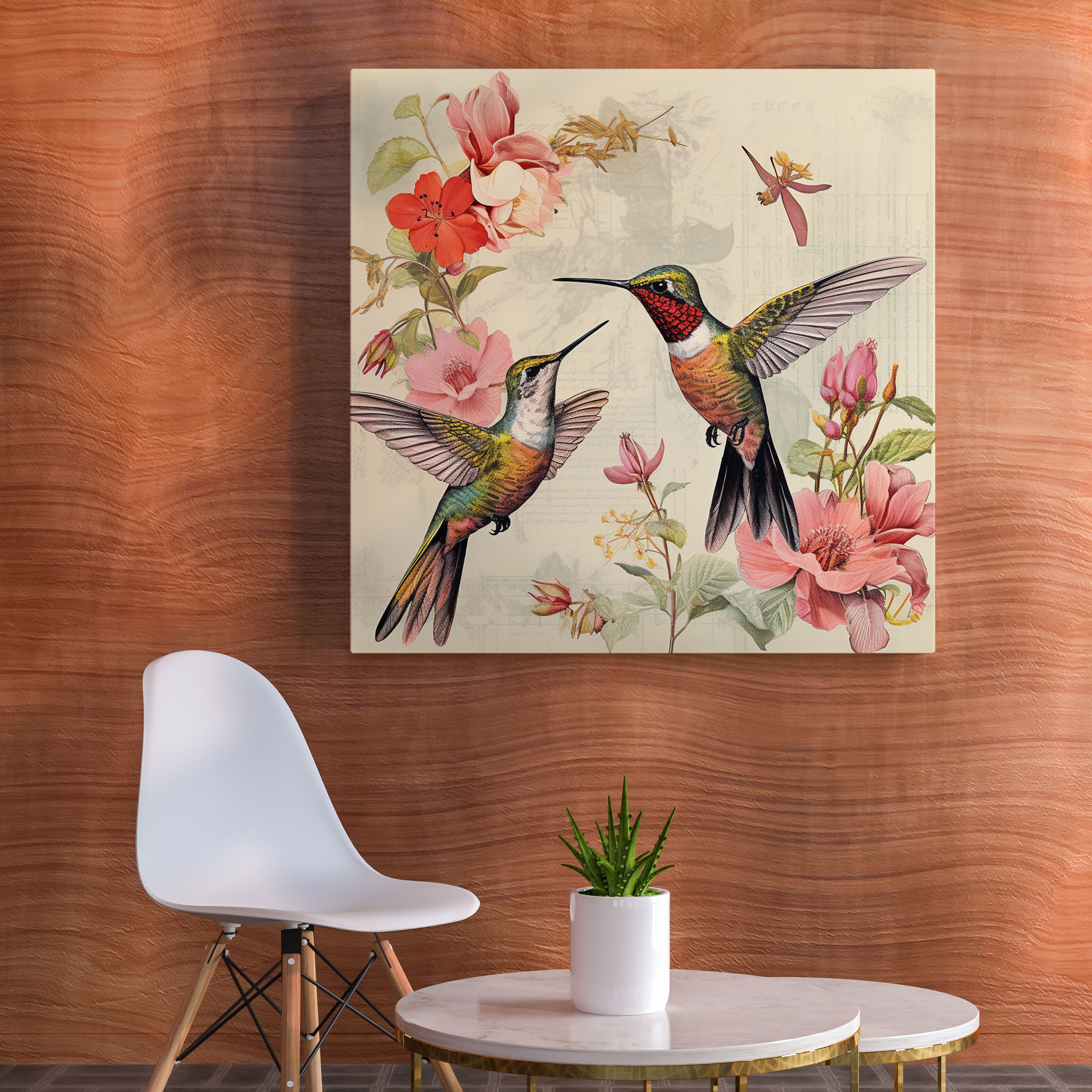 Vintage Hummingbird Collage Wall Art - Hummingbird, Wall Art, Canvas Wall Art, Nostalgia